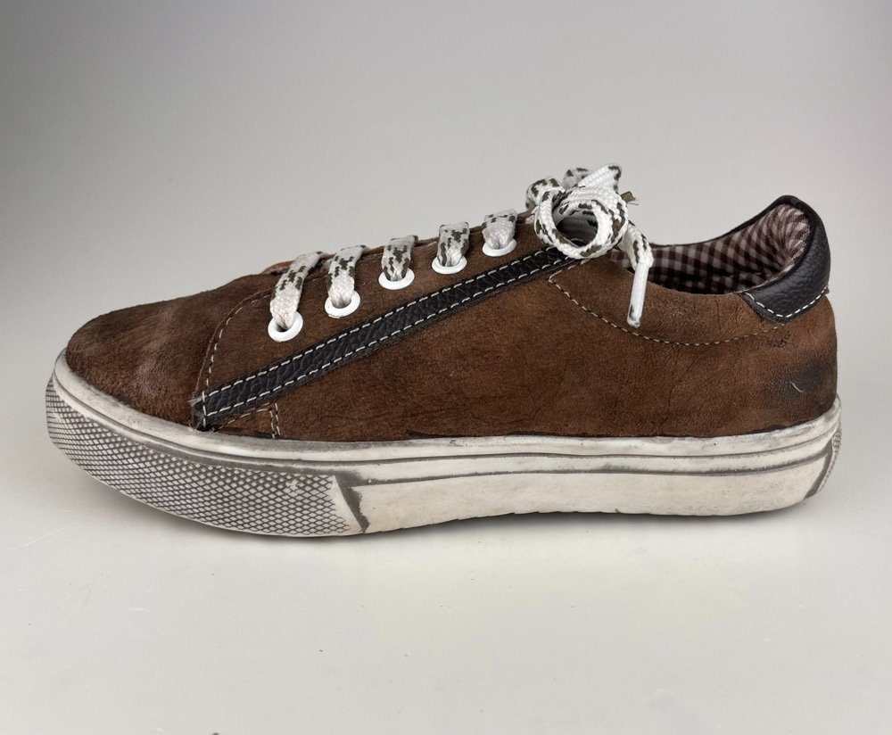 Maddox Kinder Leder Schuhe Sneaker 'Oskar" - Braun Nappato Wood Sneaker