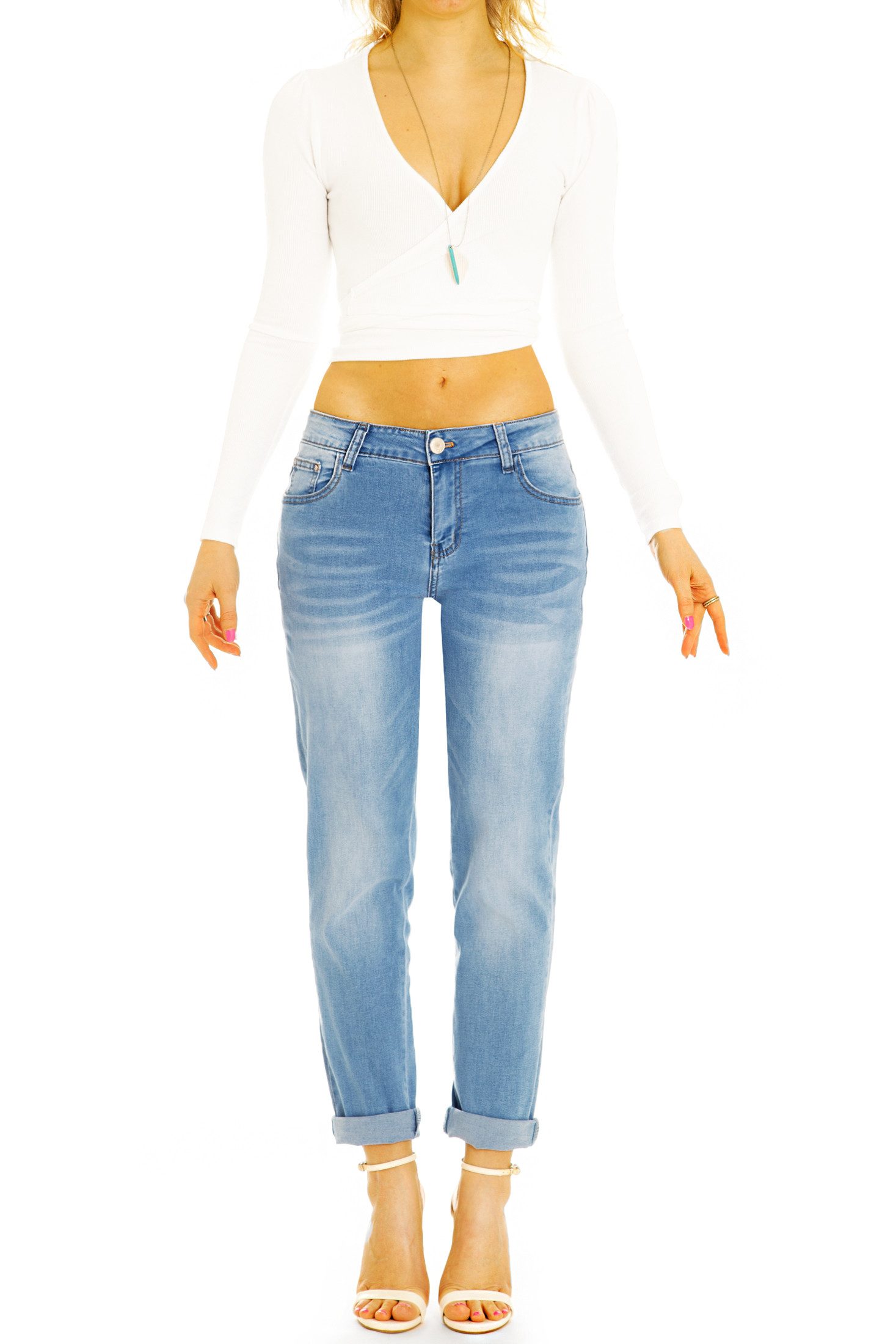 be styled Mom-Jeans Lässige Mom Jeans Hose - Bequeme Stretchjeans - Damen - j16e-1 mit Stretch-Anteil