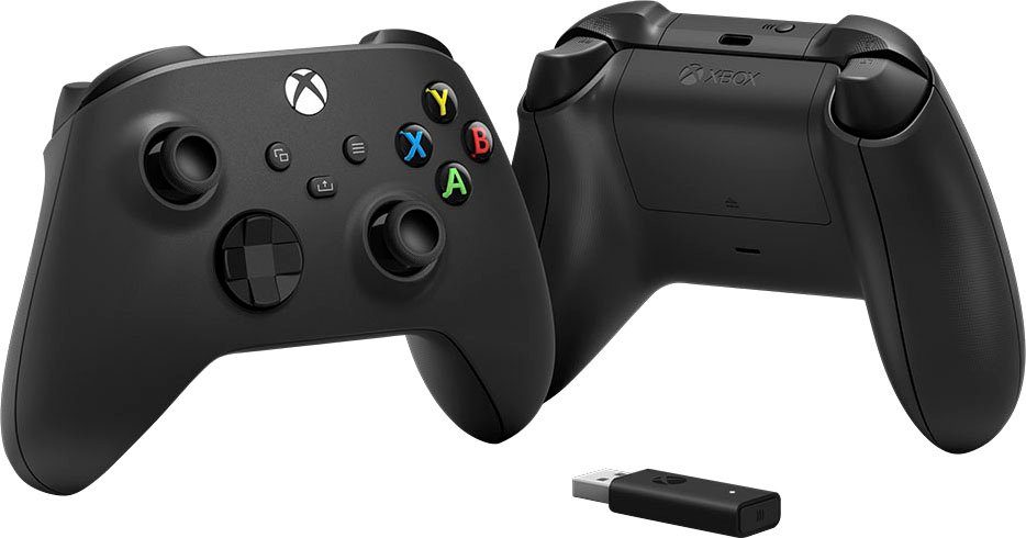 Xbox Carbon Black Wireless-Controller (inkl. Wireless Adapter für Windows  10)