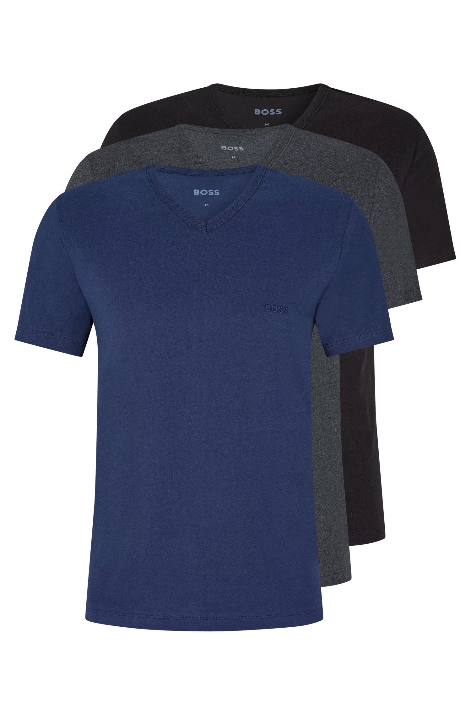 BOSS V-Shirt T-Shirt VN 3P CO (Packung) hellblau | V-Shirts
