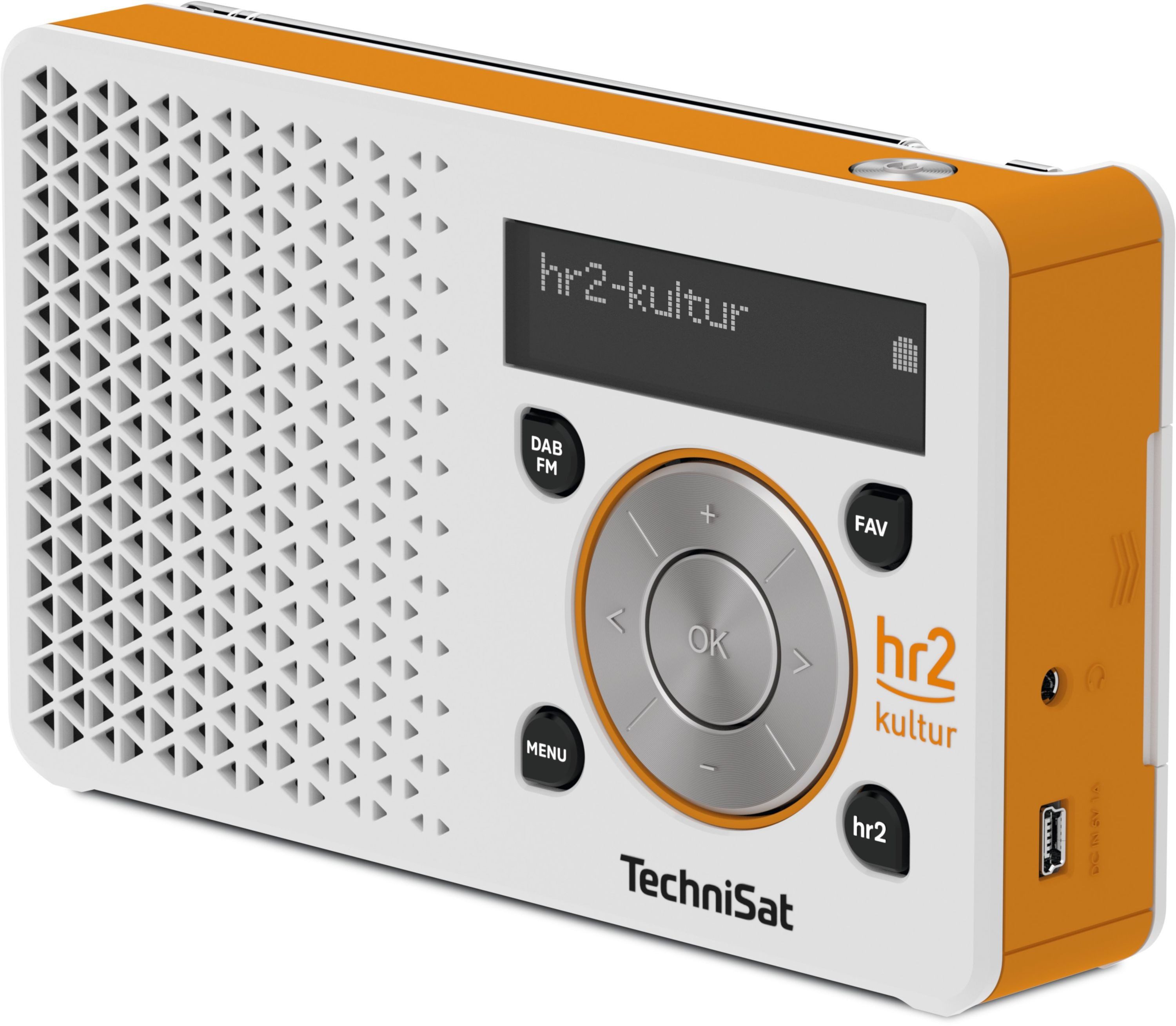 TechniSat DIGITRADIO 1 hr2 Edition Digitalradio (DAB) (Digitalradio (DAB), FM-Tuner mit RDS, 1 W, hr2-Direktwahltaste, bis zu 10 Stunden Akkulaufzeit, OLED-Display)