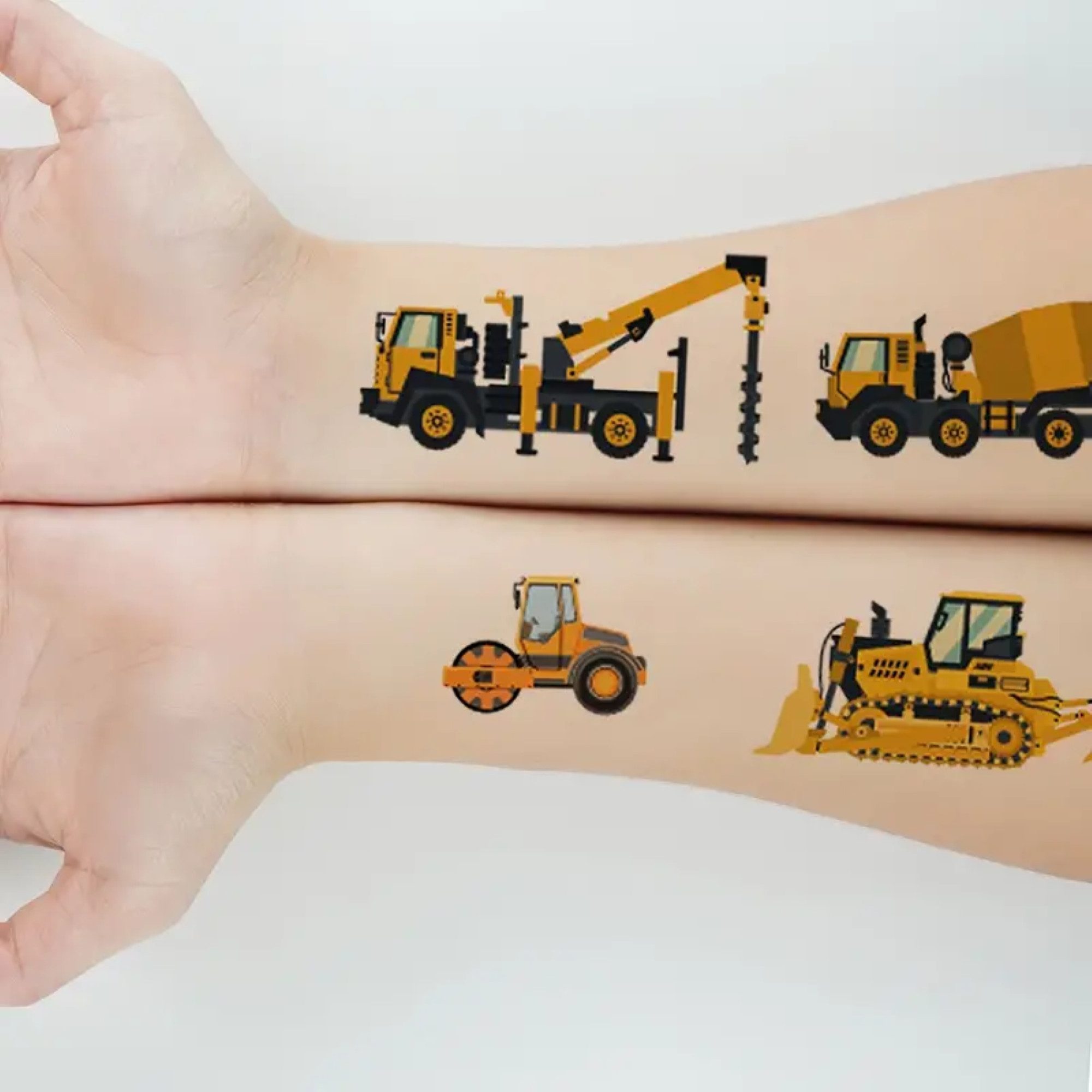 Montegoni Kindertattoo Temporäre Tattoos mit Bagger für Jungen, 10 Blatt wasserfeste Tattoos, Aufkleber für Kinderauto-Themen zum Geburtstag