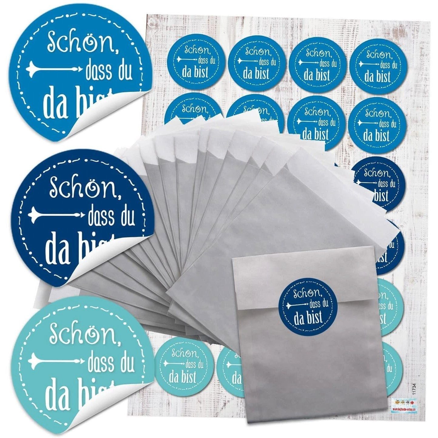 Logbuch-Verlag Aufkleber 24 Stück kleine silber-farbene Papiertüten Geschenktüten