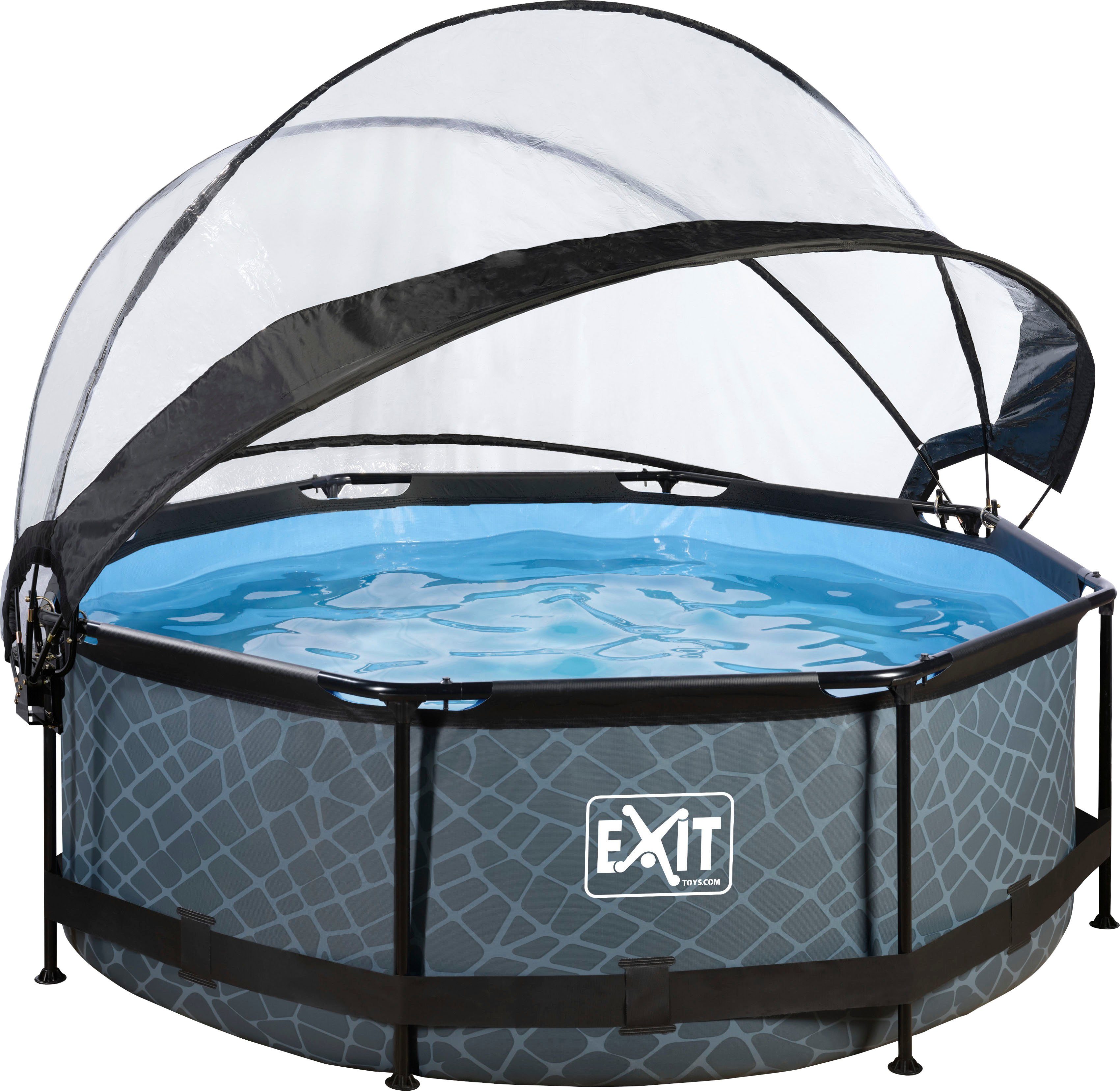 EXIT Framepool inkl. multifunktionaler Abdeckung (Set, 3-tlg), ØxH: 244x76 cm, mit Kartuschenfilter und Abdeckung
