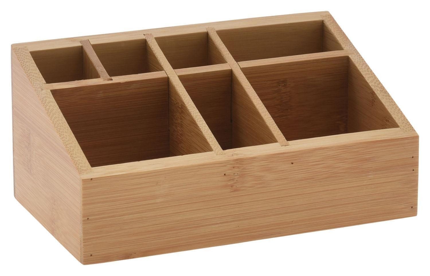 Koopman Make-Up Organizer KIMMY, Braun, Bambus, 7 Ablagefächer, B 17 x H 10 x T 10 cm