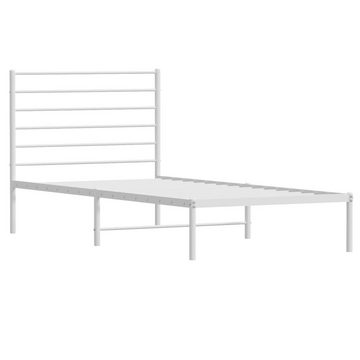 vidaXL Bett Bettgestell mit Kopfteil Metall Weiß 90x190 cm