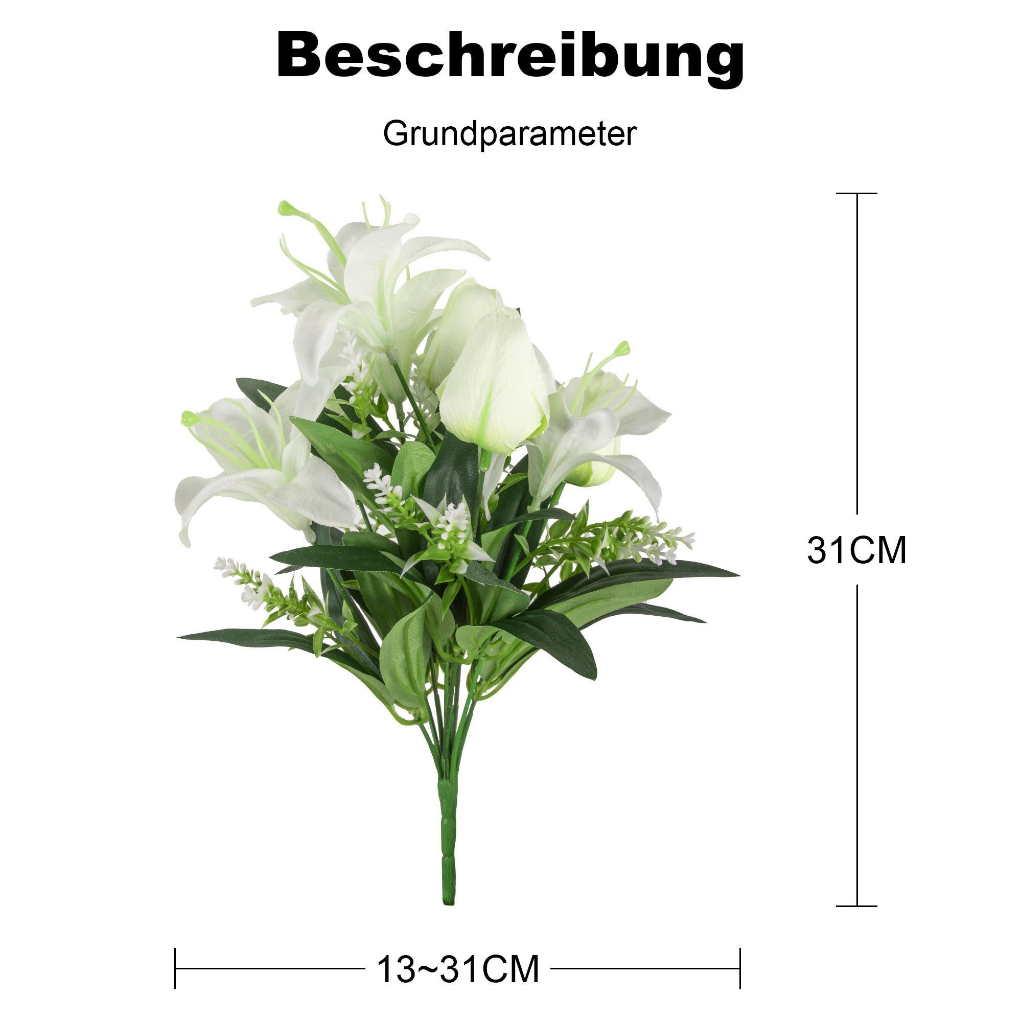 Kunstblumenstrauß Künstliche Dauerblumen Imitation Blumen Artifical Flowers Tulpen & Lilien &Eukalyptusblätter, Luckice, Artificial Dried fall flowers Thanksgiv – Bild 4 von 5