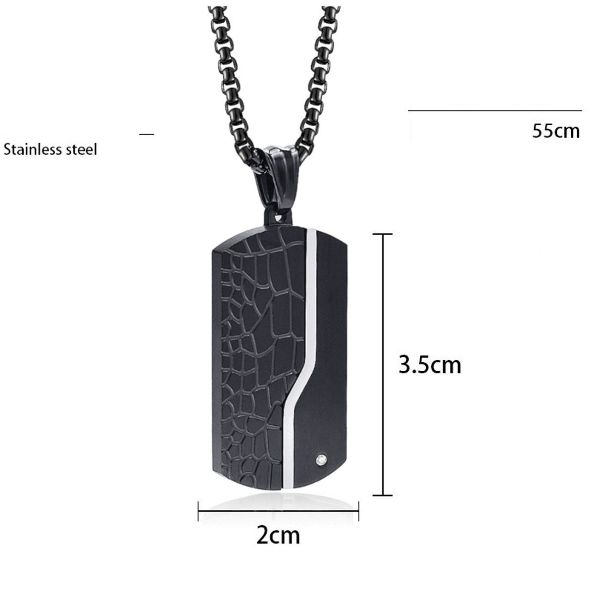 KARMA Kette mit Anhänger Herren mit Dog Tag Edelstahl Schwarz Silber 60 cm Kette (Set, Halskette Geschenk für Ihn), Herrenschmuck Edelstahlkette Männer Herrenhalskette