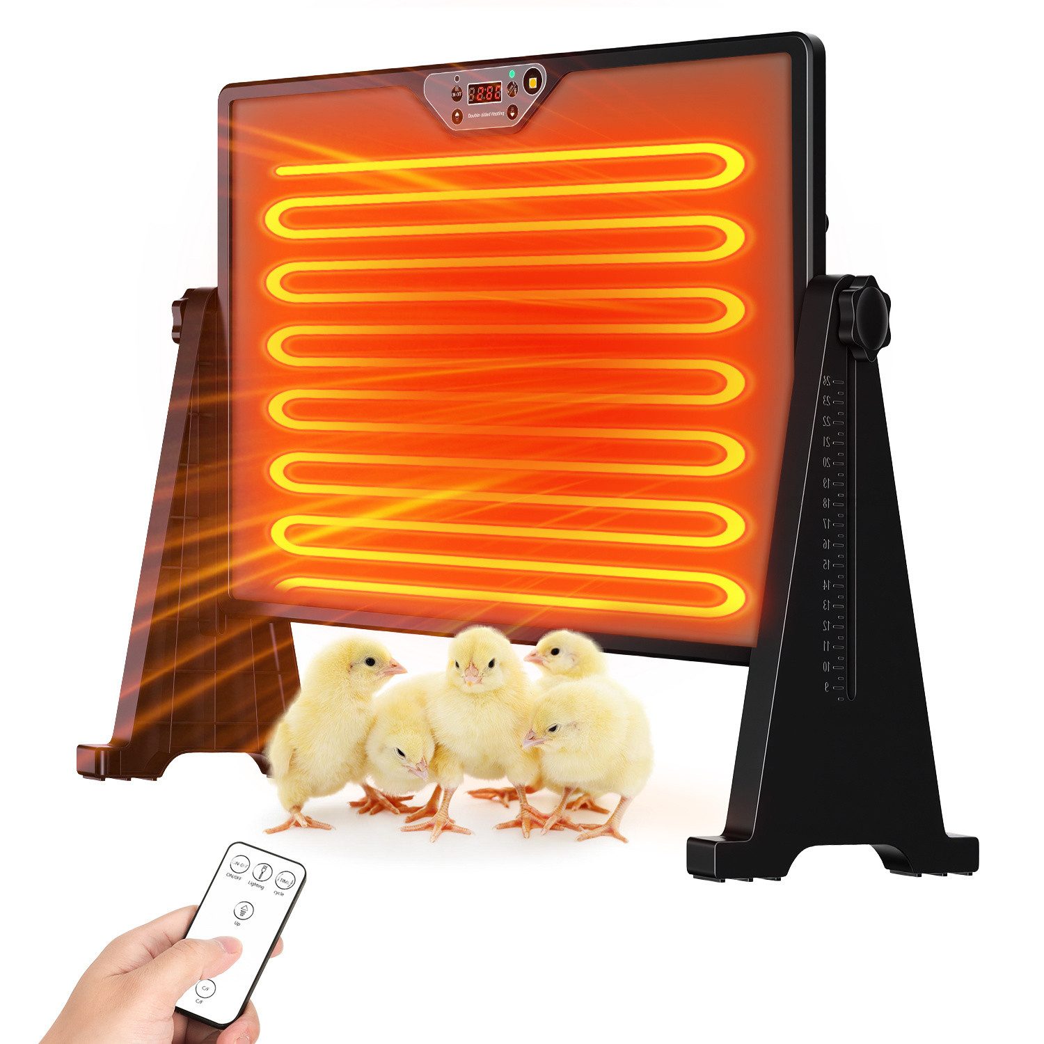 Clanmacy Hühnerstall Hühnerstall Heizplatte Wärmeplatte Küken 300W mit Thermostat Schwarz, für Haustiere Geflügel Küken Kätzchen Hühner Farm Frostschutz