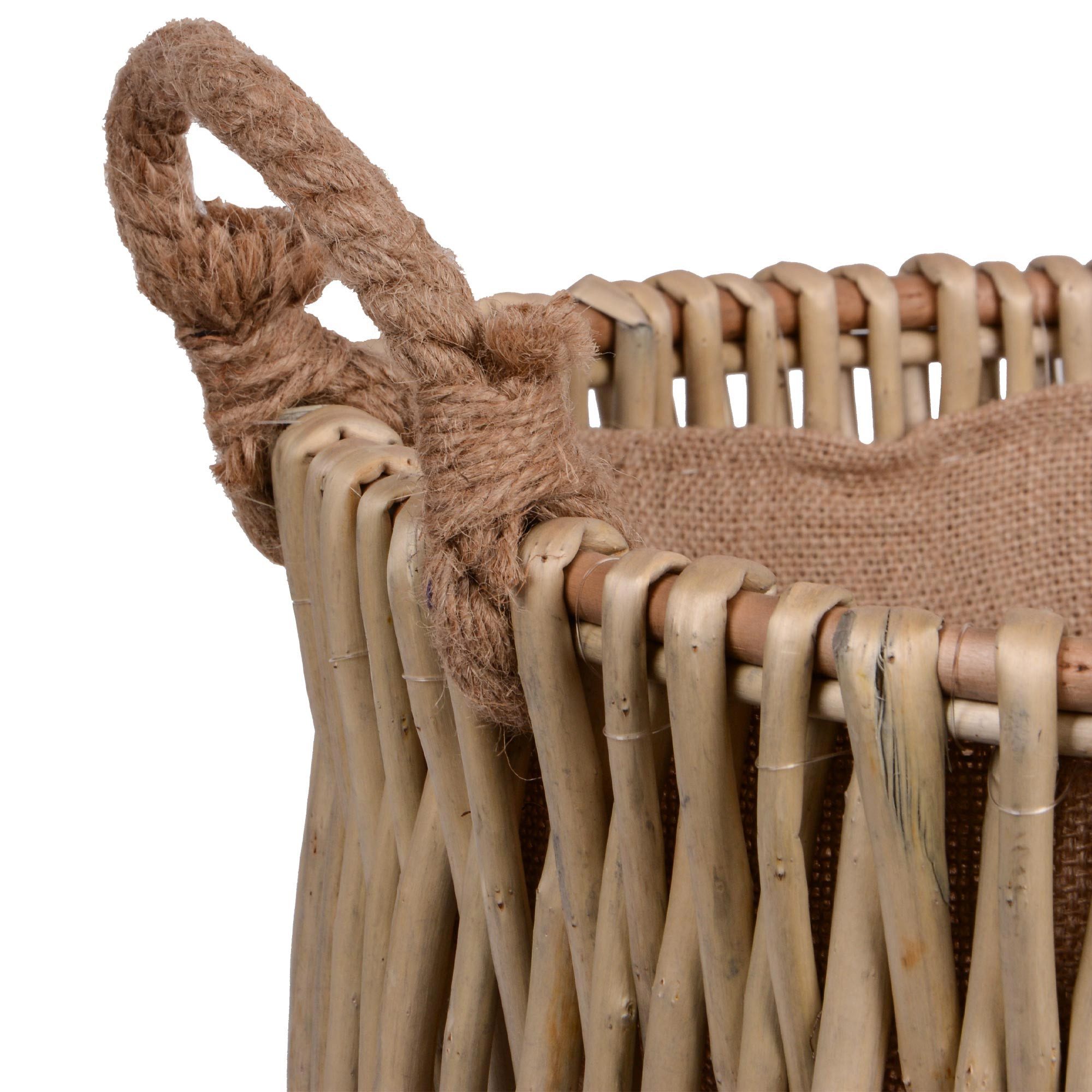 UNUS HOME Kaminholzkorb Korb Weide rund 2 Seilgriffe innen grau weiß (1 St)