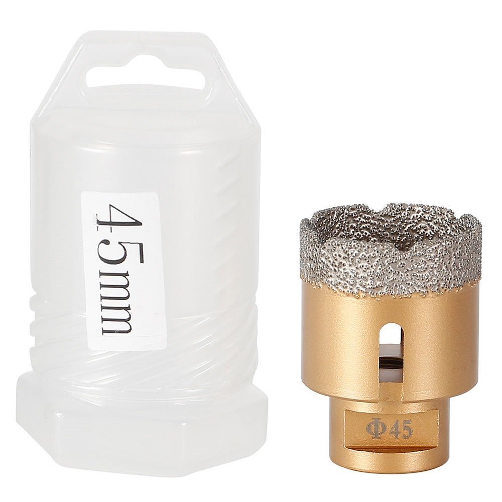 Feel2Home Diamanttrockenbohrer Diamantbohrkrone M14 Bohrkrone Ø 10-120mm Fliesenbohrer Diamantbohrer, Ø 45 mm, Stück, 1-tlg., Premium-Diamantbohrkrone, durch schräges Ansetzen, wird keine zusätzliche Anbohrhilfe benötigt