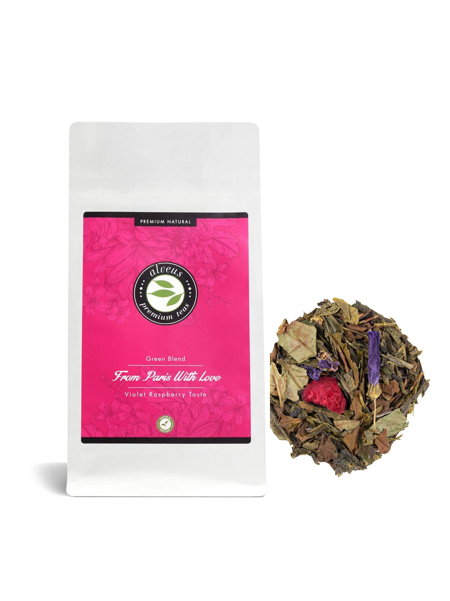 Alveus Tee Tee Alveus From Paris with Love Grün-/Weißtee Veilchen-Himbeere 100g Tüte, 1 x 100,00 g, loser Premium-Tee; natürlich aromatisiert; Veilchen-Himbeere