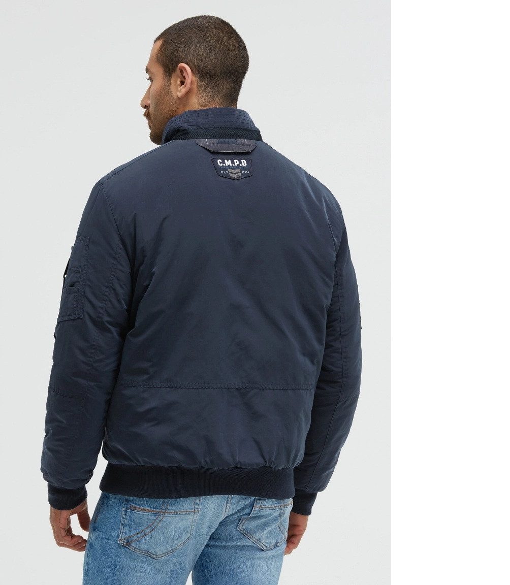 CAMP DAVID Winterjacke Wattierter Fliegerblouson mit Label Patches blue navy