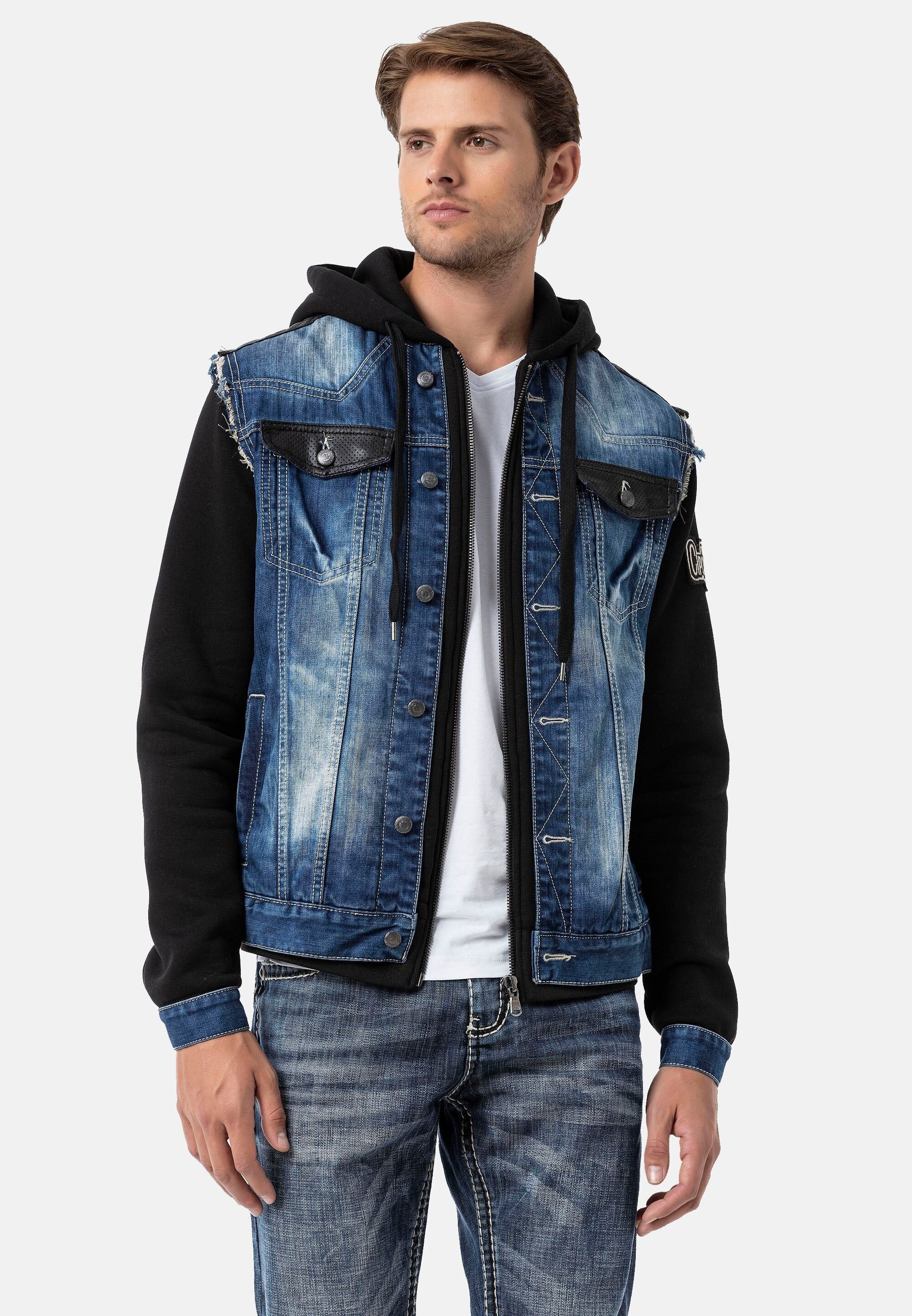 Cipo & Baxx Jeansjacke CJ307 Abgerundet mit metallischen Details