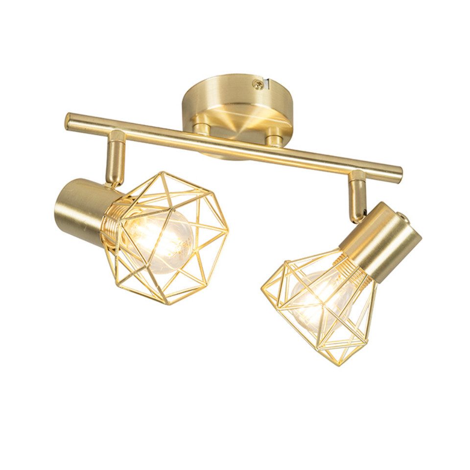 Qazqa LED Aufbaustrahler Mosh, ohne Leuchtmittel, E14, Messing, Modern, Sta günstig online kaufen