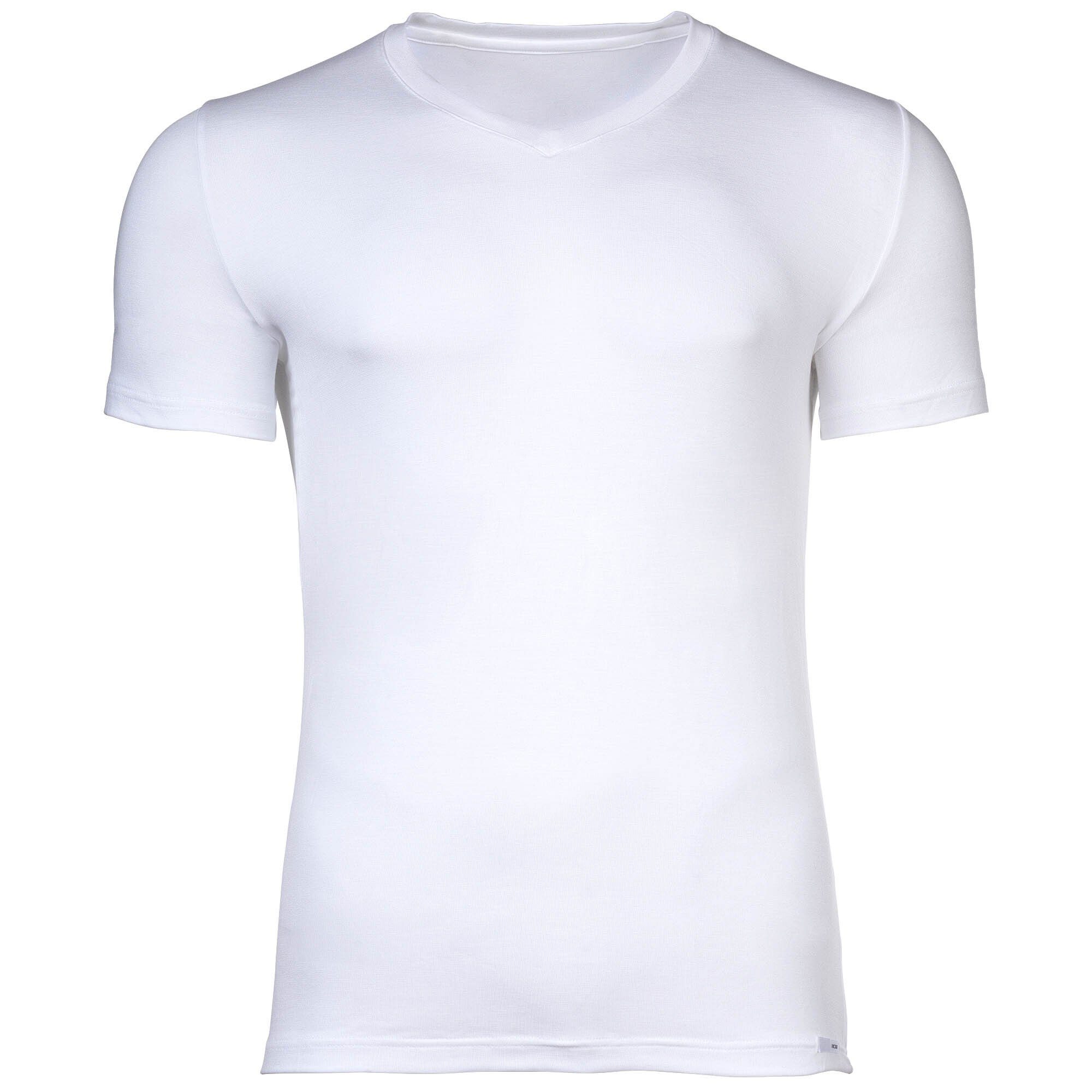 Hom T-Shirt Herren T-Shirt V Neck - Lyocell soft Tee-Shirt V Weiß