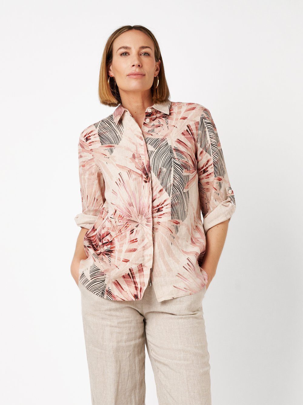 TONI Hemdbluse Clay mit tropischem Print