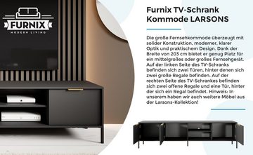 Furnix TV-Board LARSONS 203F 3D Fernsehschrank 3 Flügeltüren Anthrazit, B202,9 cm x H53,4 cm x T39,5 cm, Metallbeine