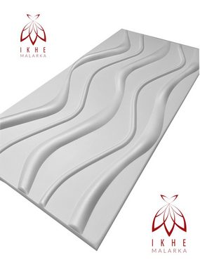 IKHEMalarka 3D Wandpaneel Big Wave Deckenpaneele Polystyrol XPS, BxL: 50,00x100,00 cm, 4,00 qm, (4m² - 8 Stück, 4m² - 8 Stück) Material ist Stoßempfindlich = zerbrechlich!