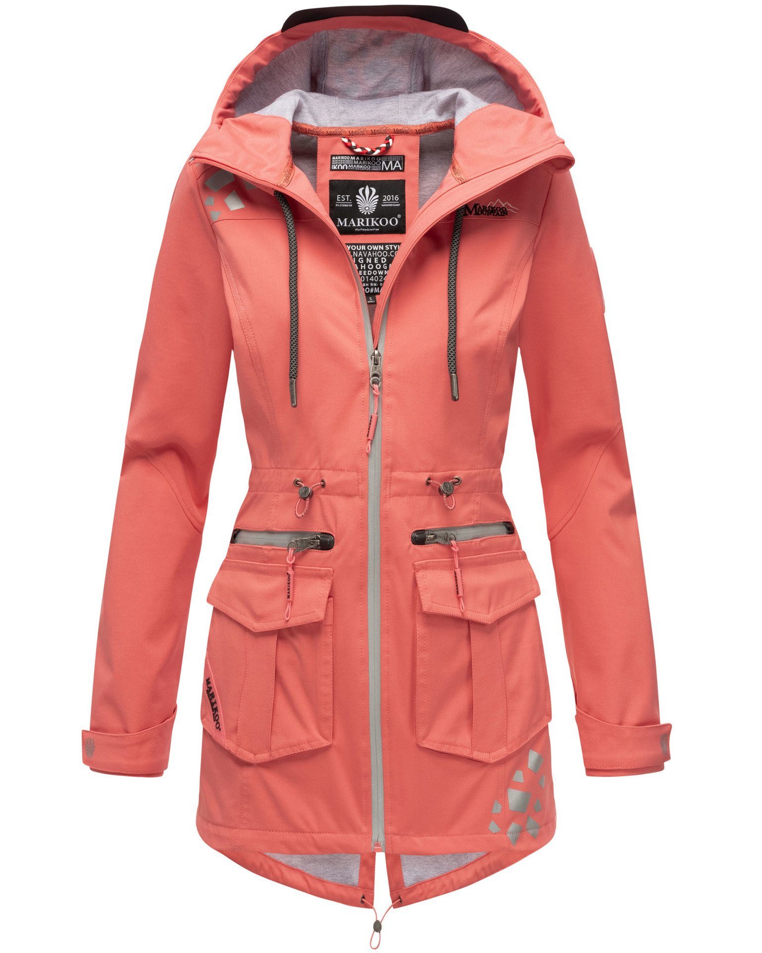 Marikoo Softshelljacke Damen Softshell Jacke "Ulissaa" aus wasserabweisendem Obermaterial coral