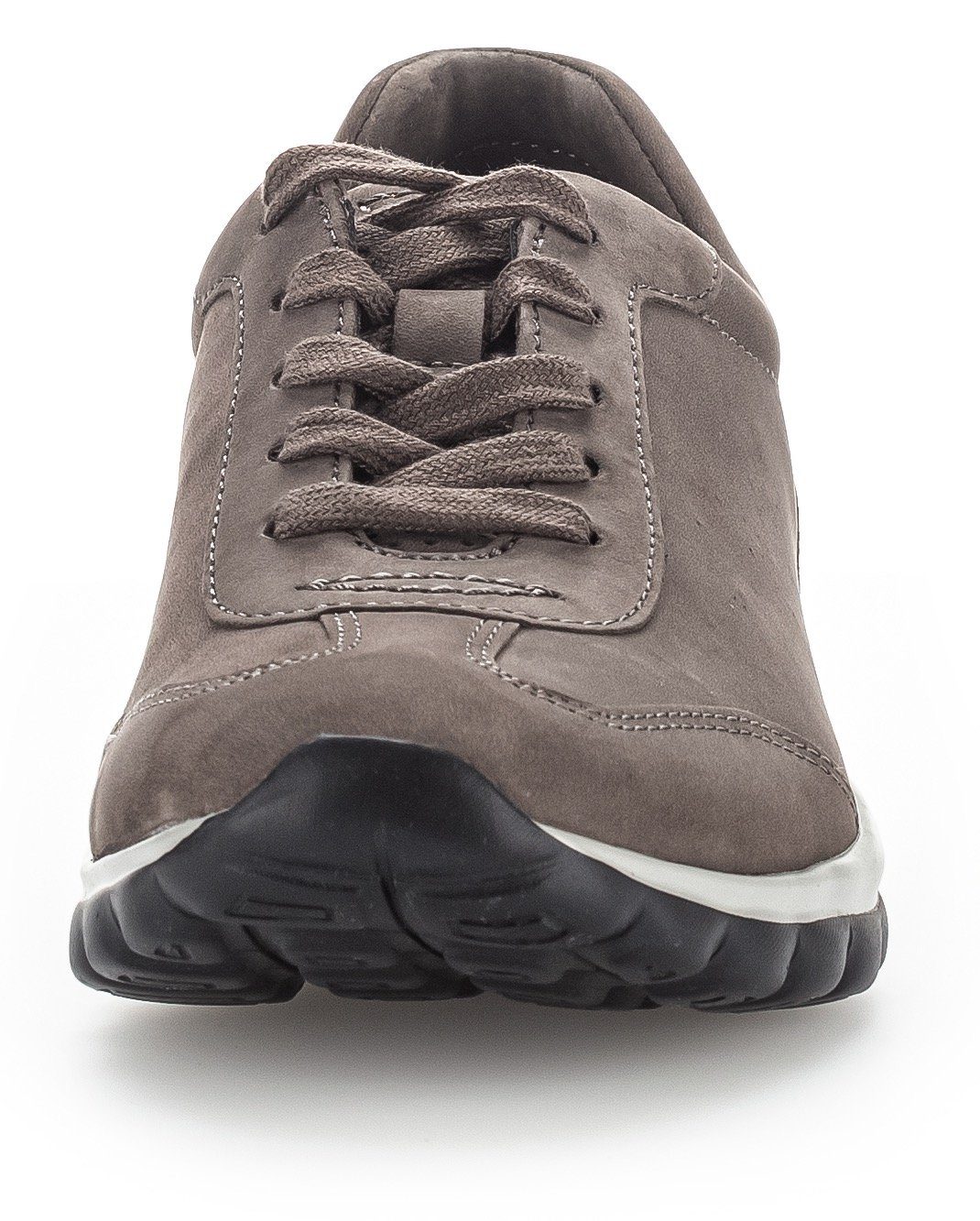 an der mit Rollingsoft Logoschriftzug taupe Ferse Gabor Keilsneaker