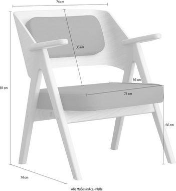 Hammel Furniture Loungesessel Findahl by Hammel MeTube, Eiche, gepolstertes Sitz- und Rückenkissen, verschiedene Farbvarianten