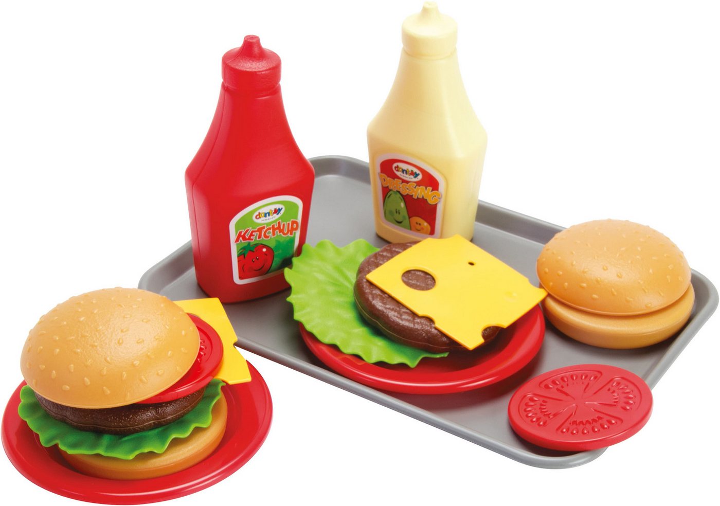 dantoy Spiellebensmittel Burger Set auf Tablett 17-teilig, (17-tlg), Made in Europe