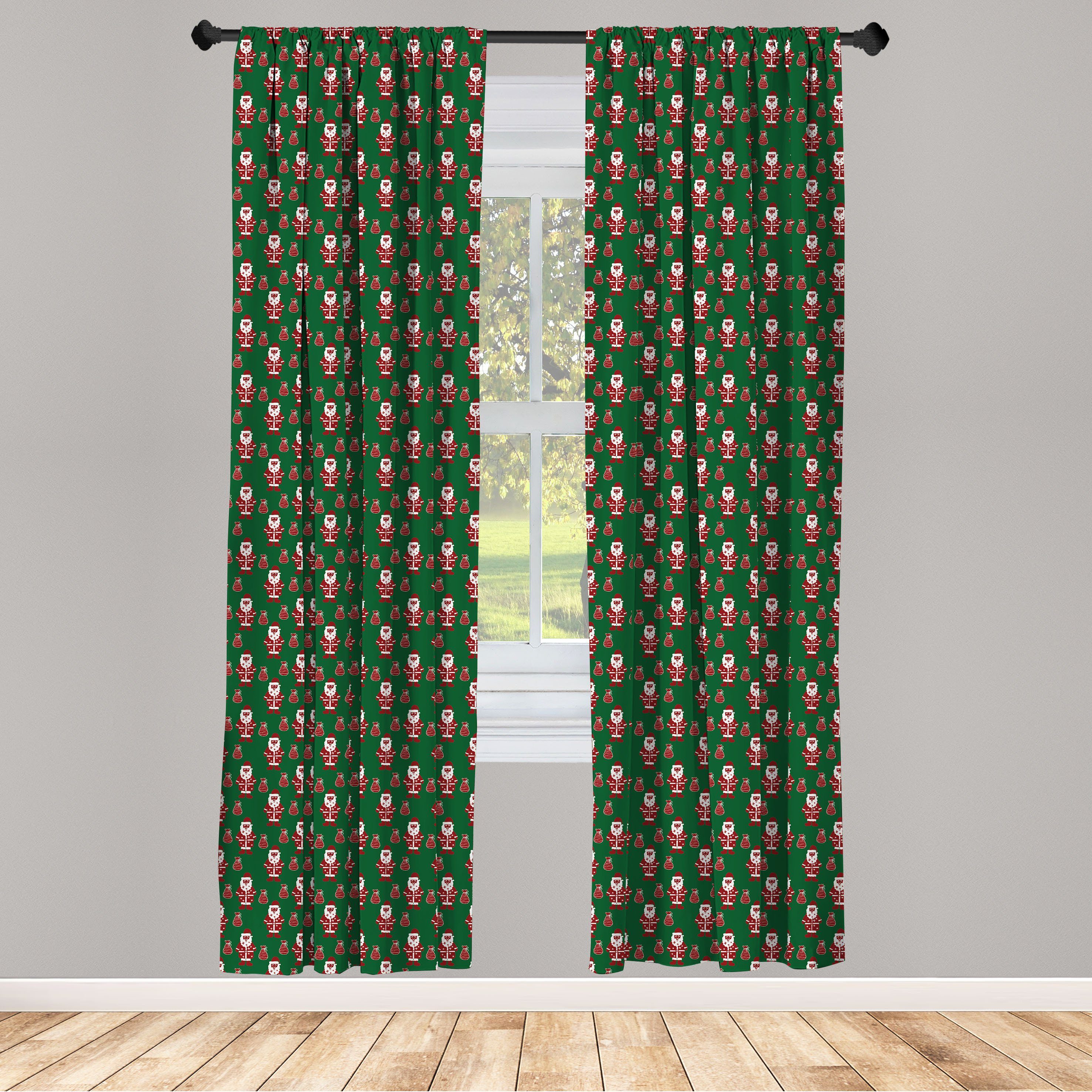Gardine Vorhang für Wohnzimmer Schlafzimmer Dekor, Abakuhaus, Microfaser, Geometrisch Weihnachtsmann Präsens