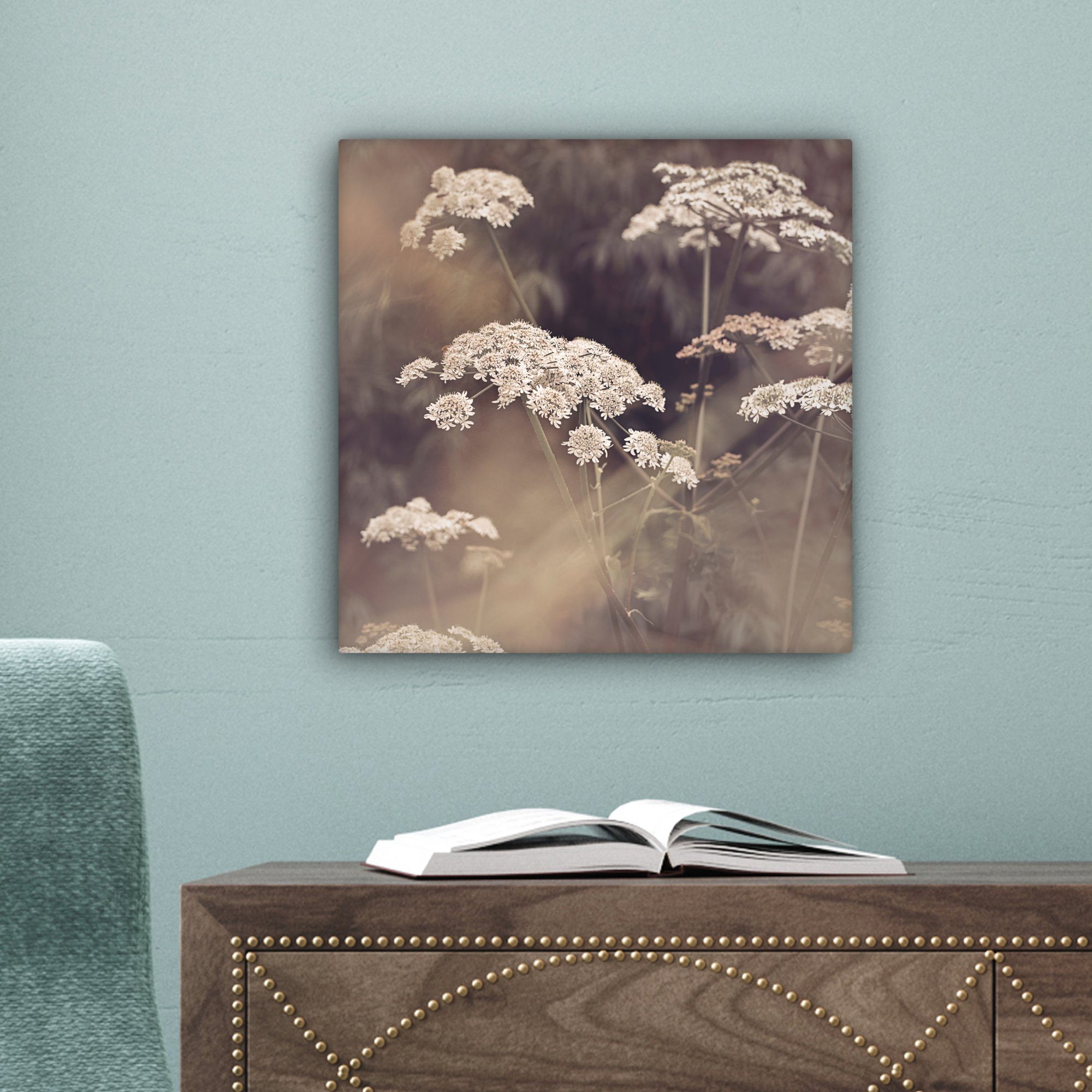 (1 Pflanze - Bilder St), OneMillionCanvasses® Leinwandbild Weiß Leinwand Schlafzimmer für Wohnzimmer - Natur Blumen, -