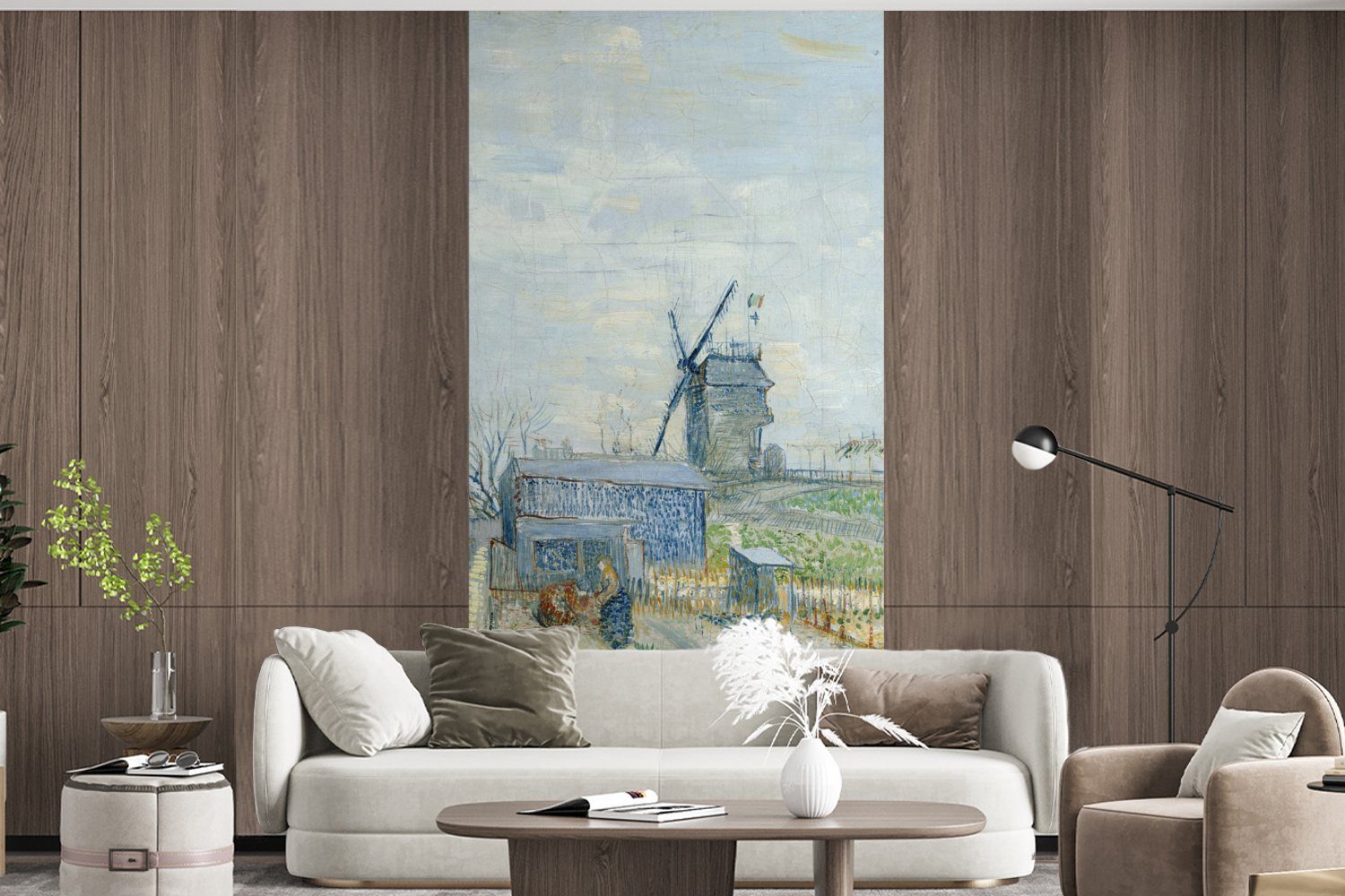 Schlafzimmer Wohnzimmer Gärten Fototapete MuchoWow - Gogh, Küche, St), und Matt, van Montmartre: für Mühlen (2 Fototapete Vincent Vliestapete bedruckt,