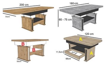 designimpex Couchtisch Design Couchtisch DA-555 Schublade höhenverstellbar ausziehbar Tisch