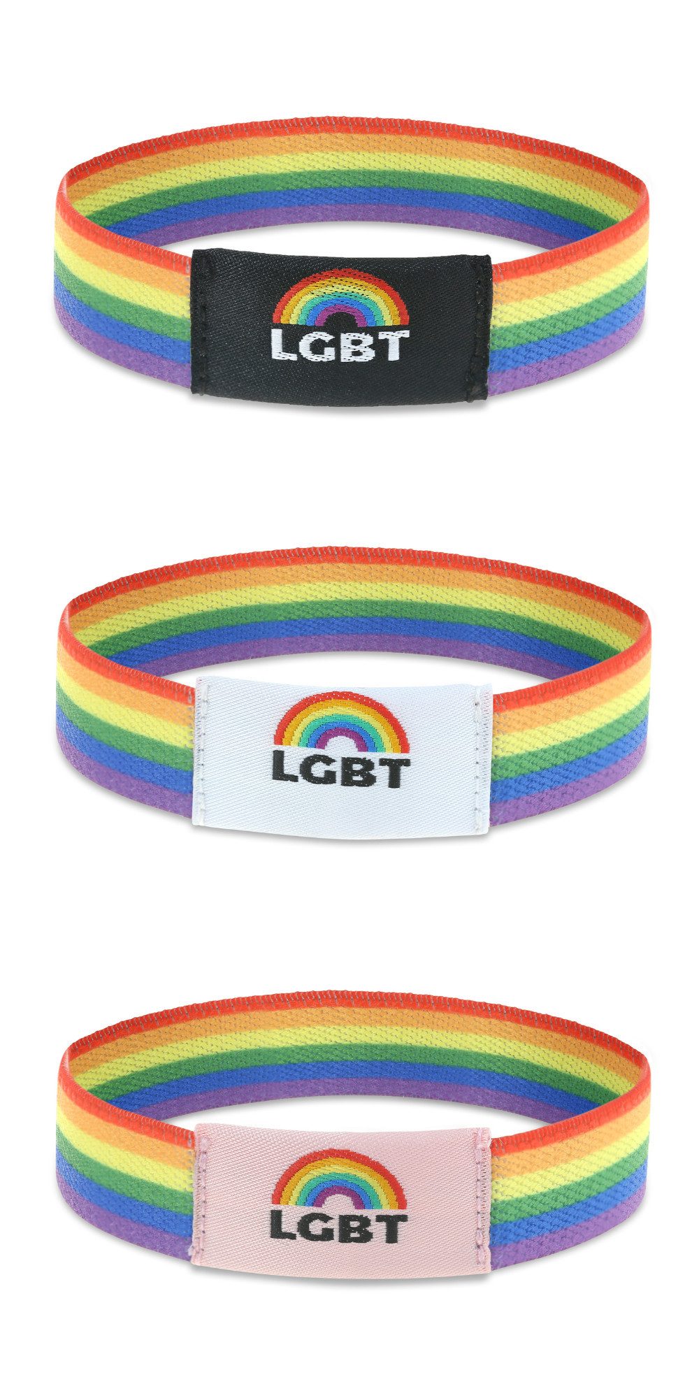 Made by Nami Armband Set 3er Set Elastische Stoffarmbänder Regenbogenfarben günstig online kaufen