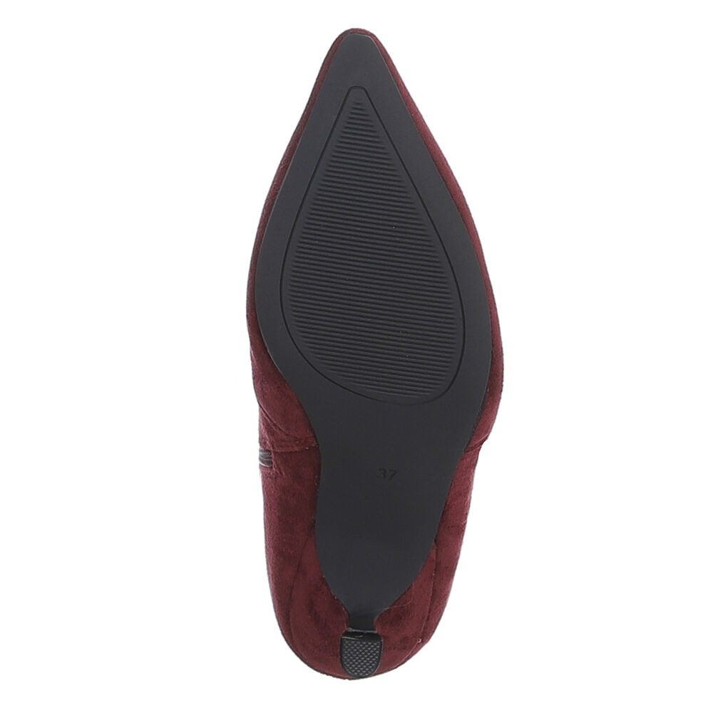 Ital-Design Elegante Stiefel mit Raffung für Damen im Alltag Stiefel (90515029) Pfennig-/Stilettoabsatz Stiefel in Weinrot