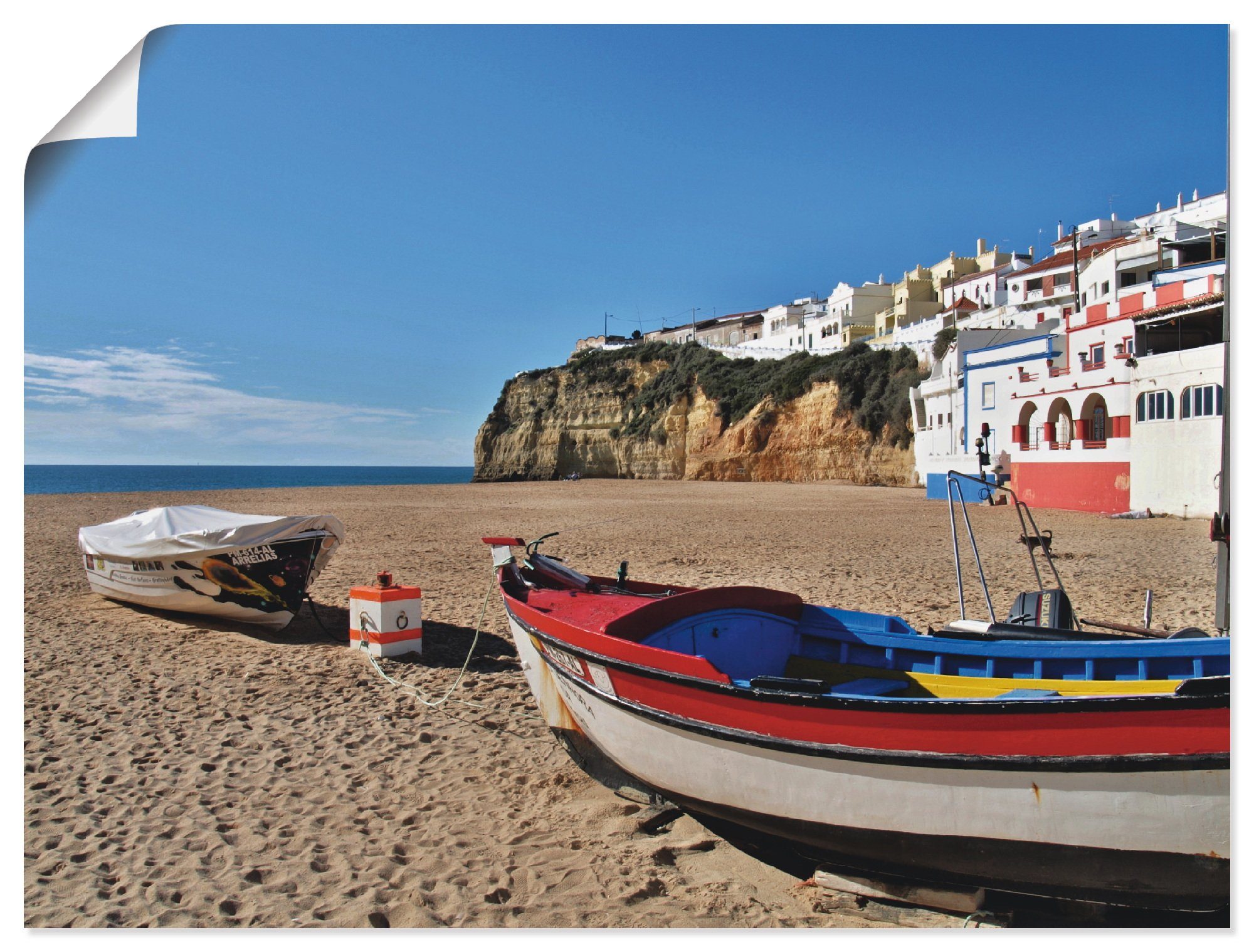 Artland Wandbild Fischerboot in Carvoeiro, Größen als St), versch. Leinwandbild, Küste Wandaufkleber (1 Poster Alubild, in oder