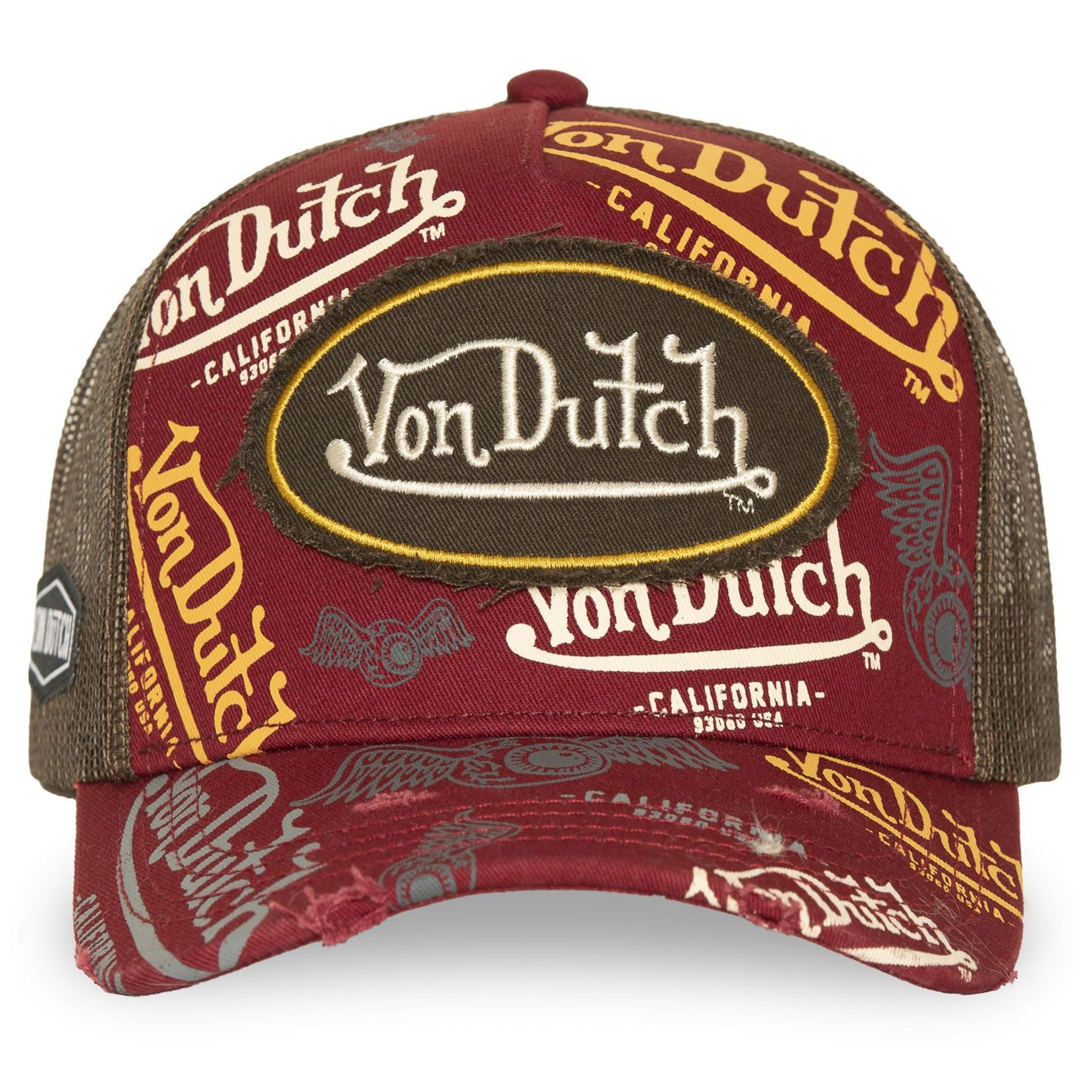 Von Dutch Trucker Cap Von Dutch Originals Trucker Cap - CALIFORNIA ALLOVER Mesh Bordeaux (Basecap, Basecap, Meshcap, Trucker Kappe)