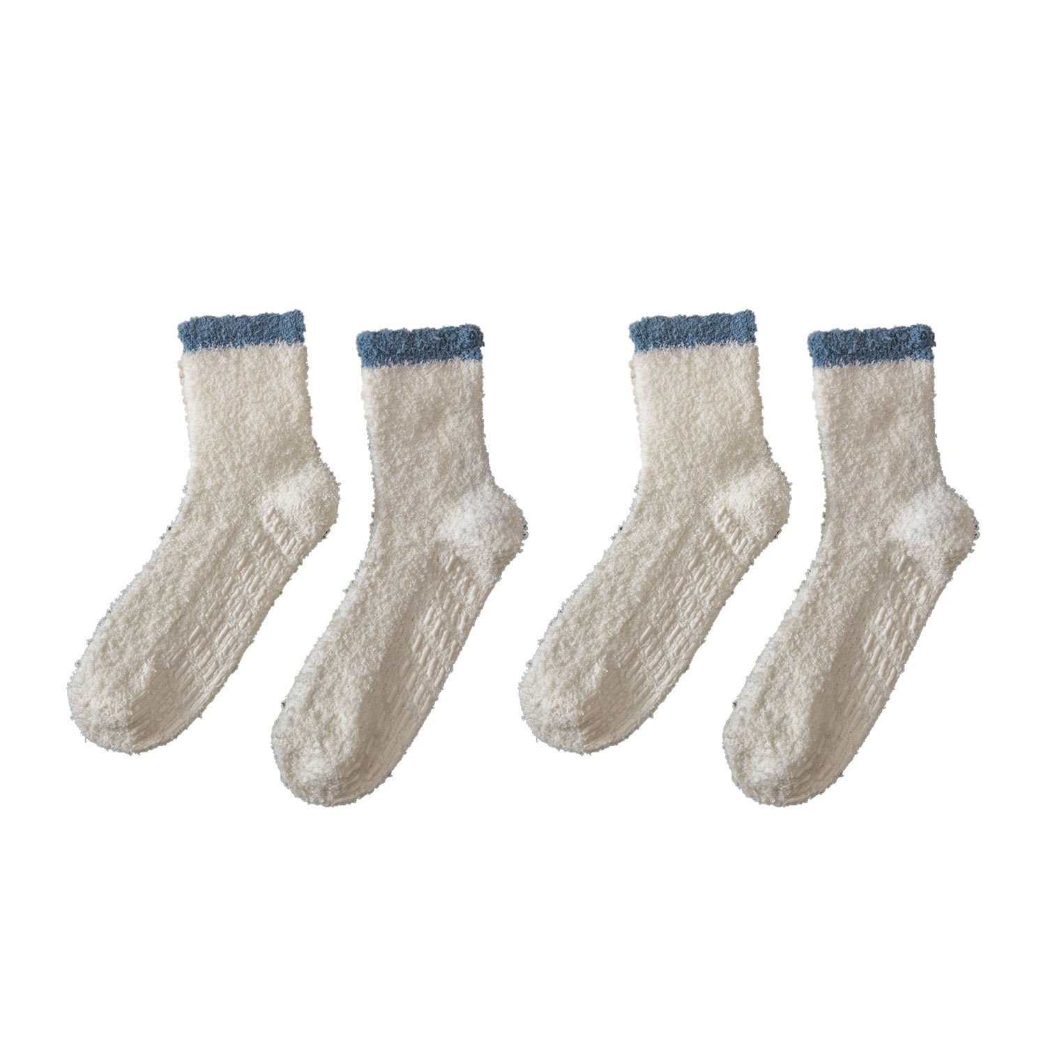 MAGICSHE Langsocken 2 Paare für Winter weiche flauschige Socken Rutschfeste und warme Fleece Socken weiß