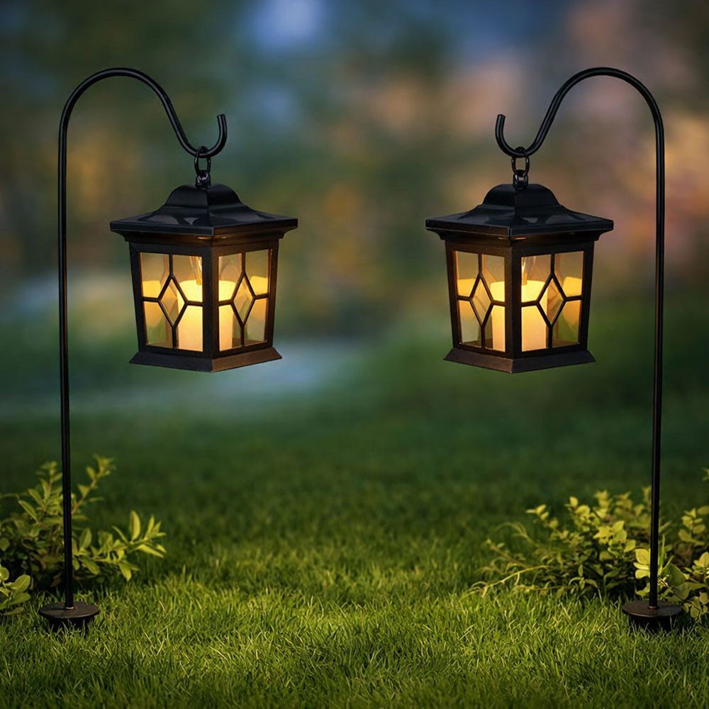 GLOBO LIGHTING LED Gartenleuchte, LED-Leuchtmittel fest verbaut, Außenleuchte Stecklampe Solarleuchte LED Laterne schwarz Erdspieß 2x