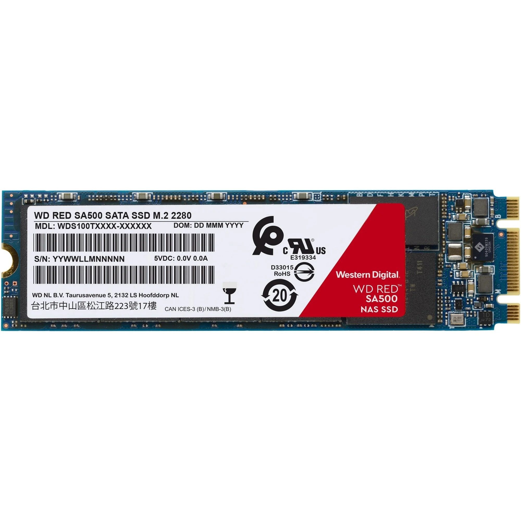 Western Digital WD RED SA500 500GB NAS SSD M.2 2280 interne SSD (500 GB) M.2" 560 MB/S Lesegeschwindigkeit, 530 MB/S Schreibgeschwindigkeit, NAS-optimiert, 3D NAND, 24/7-Betrieb, hohe TBW-Ausdauer