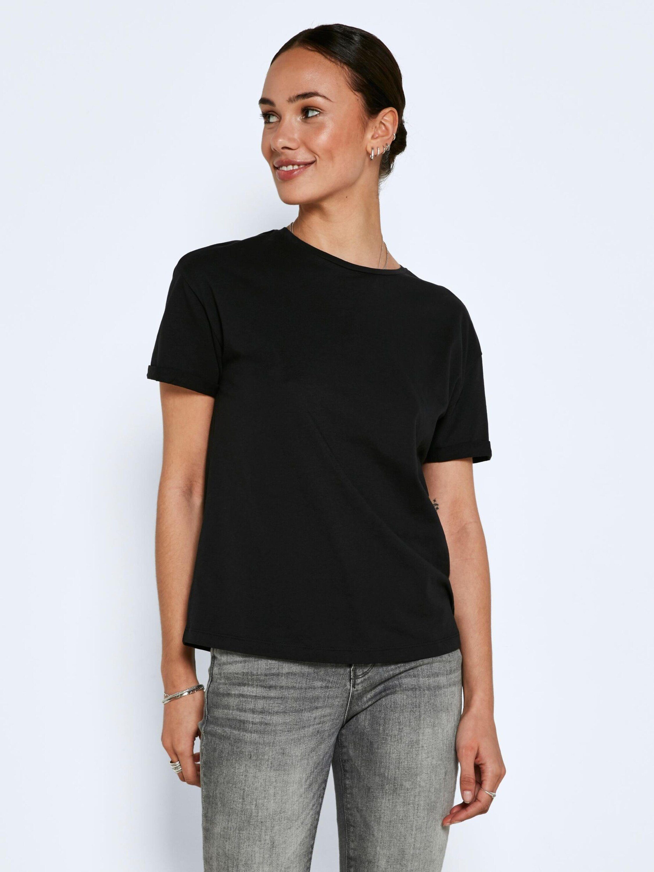 Noisy may T-Shirt (1-tlg) Plain/ohne Brandy Black Detail, Weiteres Details