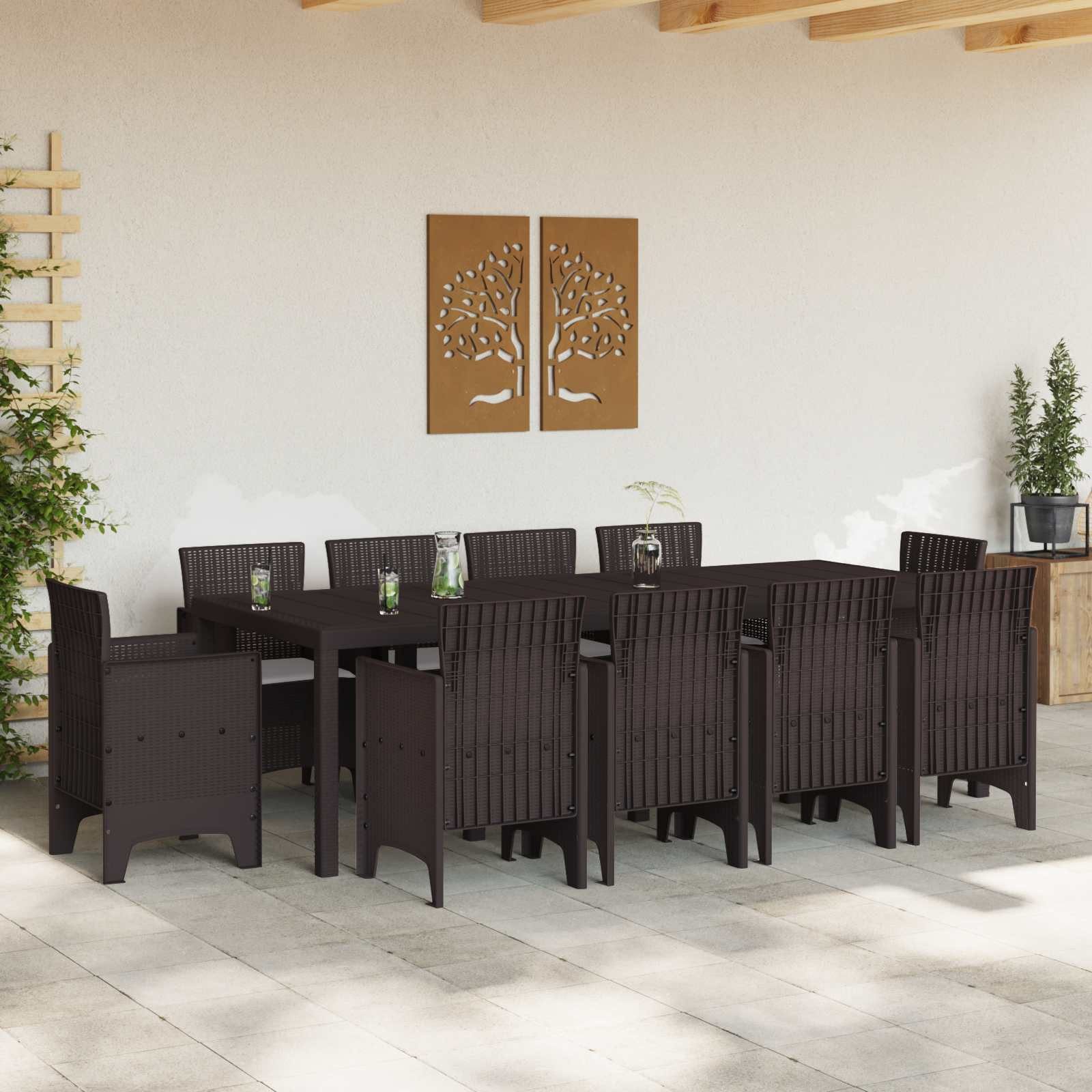 vidaXL Gartenlounge-Set Garten Essgruppe 11 pcs Braun Polypropylen, (11-tlg)