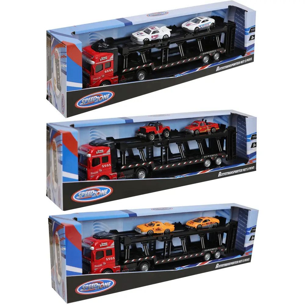 Speed Zone Spiel Speedzone Autotransporter mit 2 PKW - 3-fach sortiert