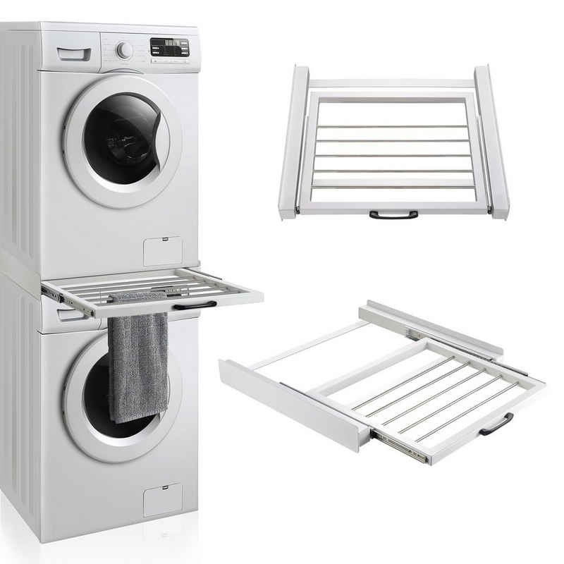 en.casa Zwischenbaurahmen, Verbindungsrahmen für Waschmaschine/Trockner mit Handtuchhalter