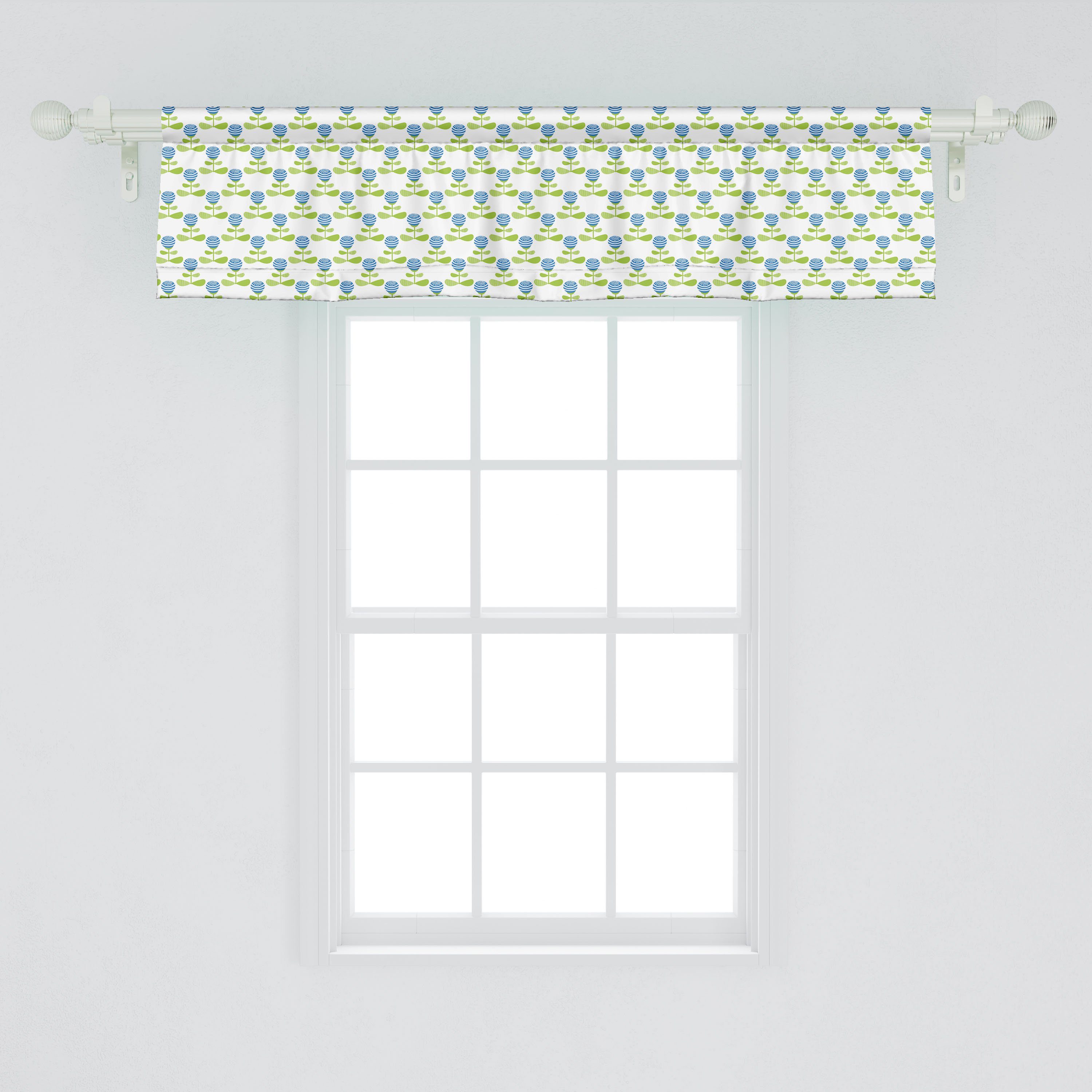 Vorhang Stangentasche, Schlafzimmer Kindisch Scheibengardine Abakuhaus, Dekor Volant Silhouette Blumen mit für Microfaser, Blumen Küche