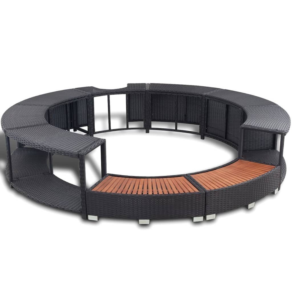 vidaXL Poolleiter Whirlpool-Umrandung Rattan Rund Schwarz günstig online kaufen