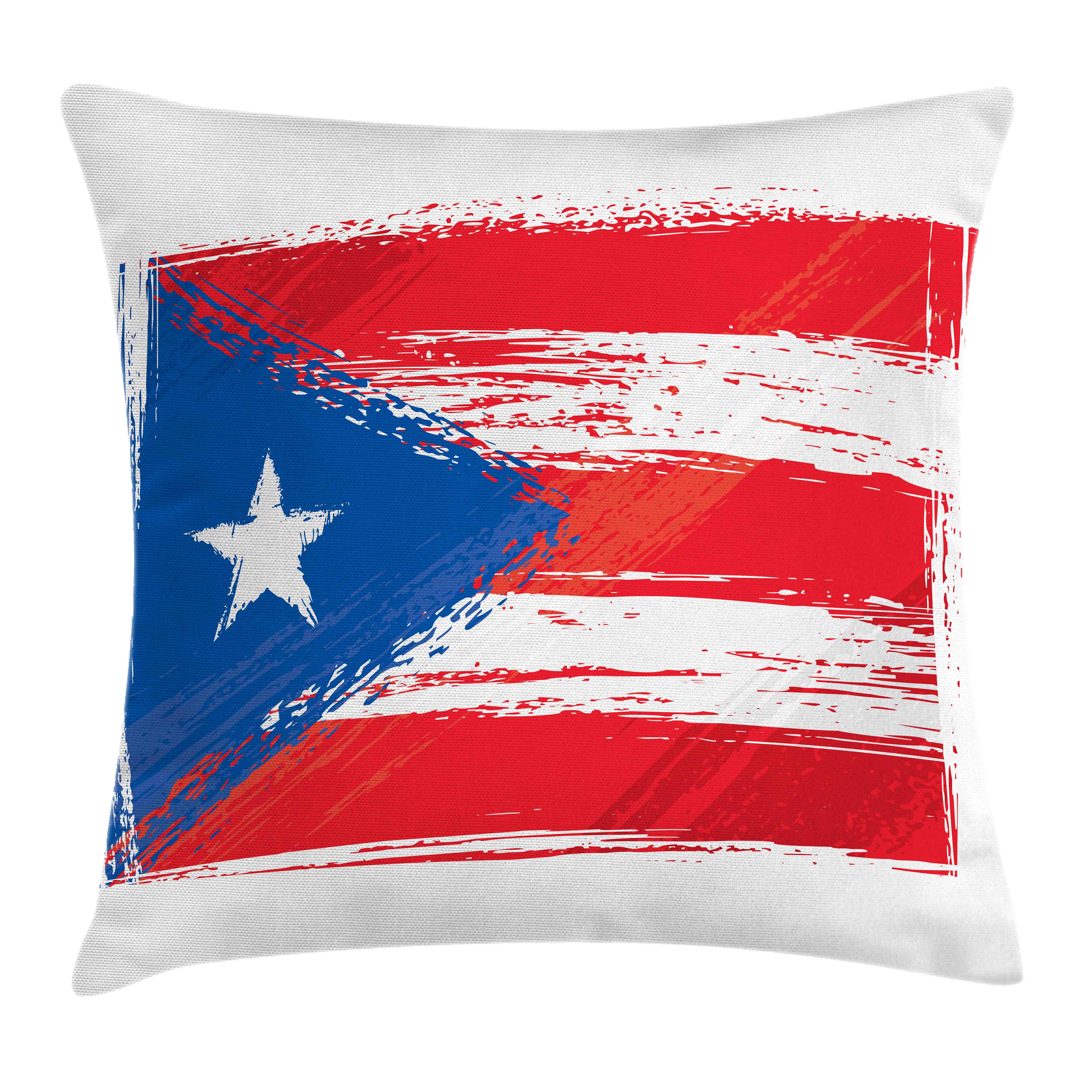 Kissenbezüge Waschbar mit Reißverschluss Kissenhülle mit Farbfesten Klaren Farben Beidseitiger Druck, Abakuhaus (1 Stück), Puerto Rico Sketch Country Flag
