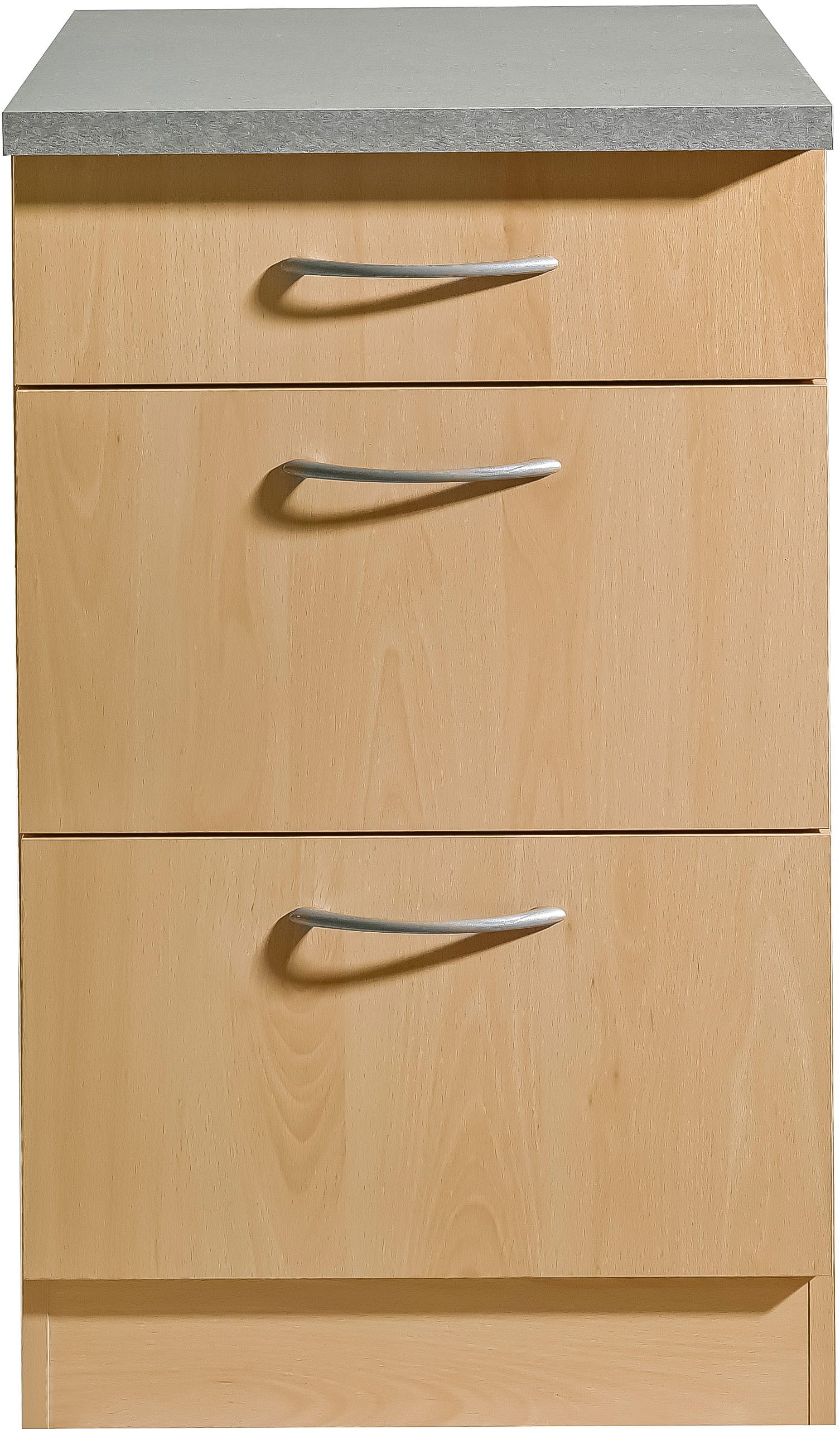 wiho Küchen Unterschrank Kiel 50 cm breit, 50 cm tief, mit 2 großen Auszügen und 1 Schublade – Bild 2 von 4