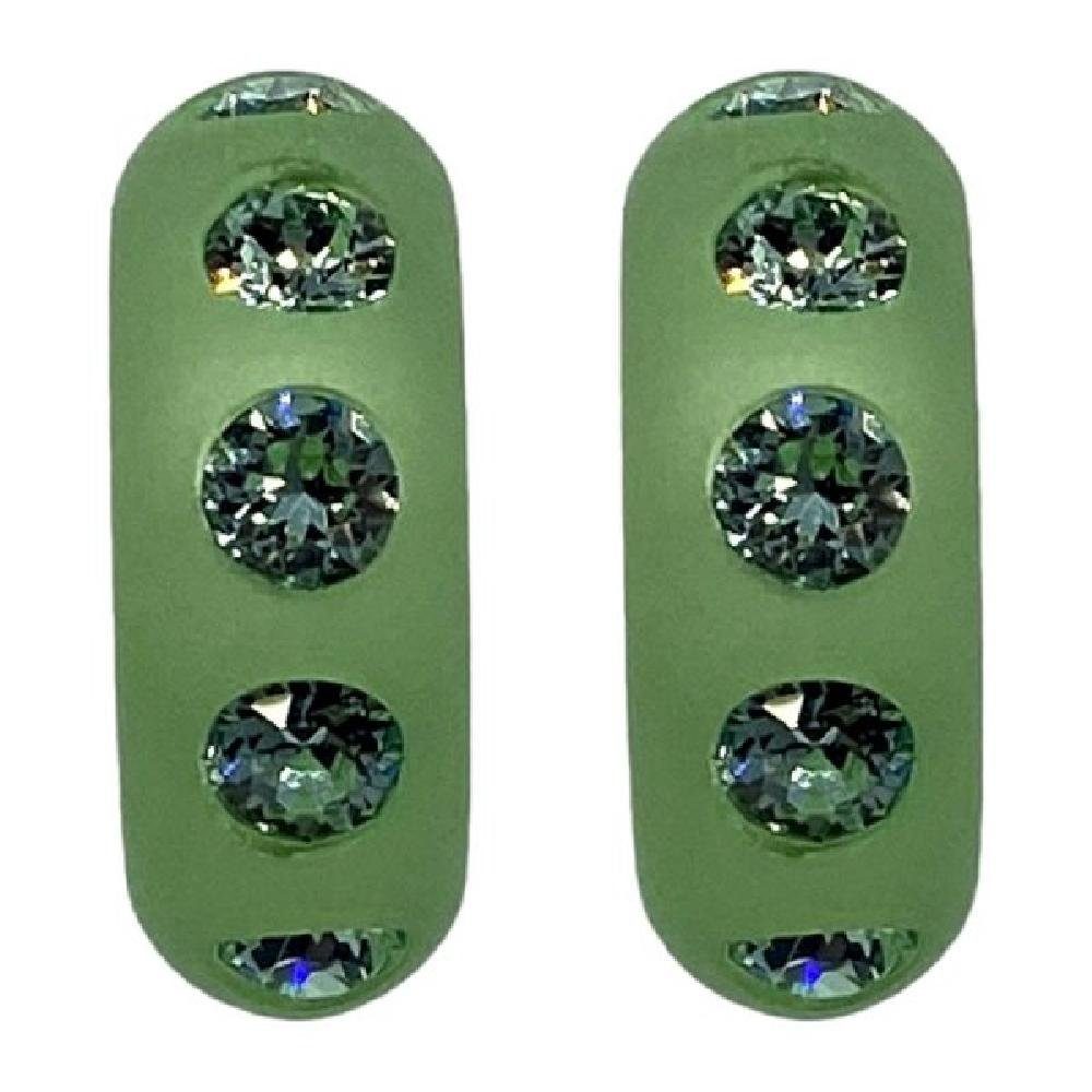 Coloristers Ohrring-Set Ohrringe Piccolo Creole Bari Hellgrün mit Grünen Kristallen