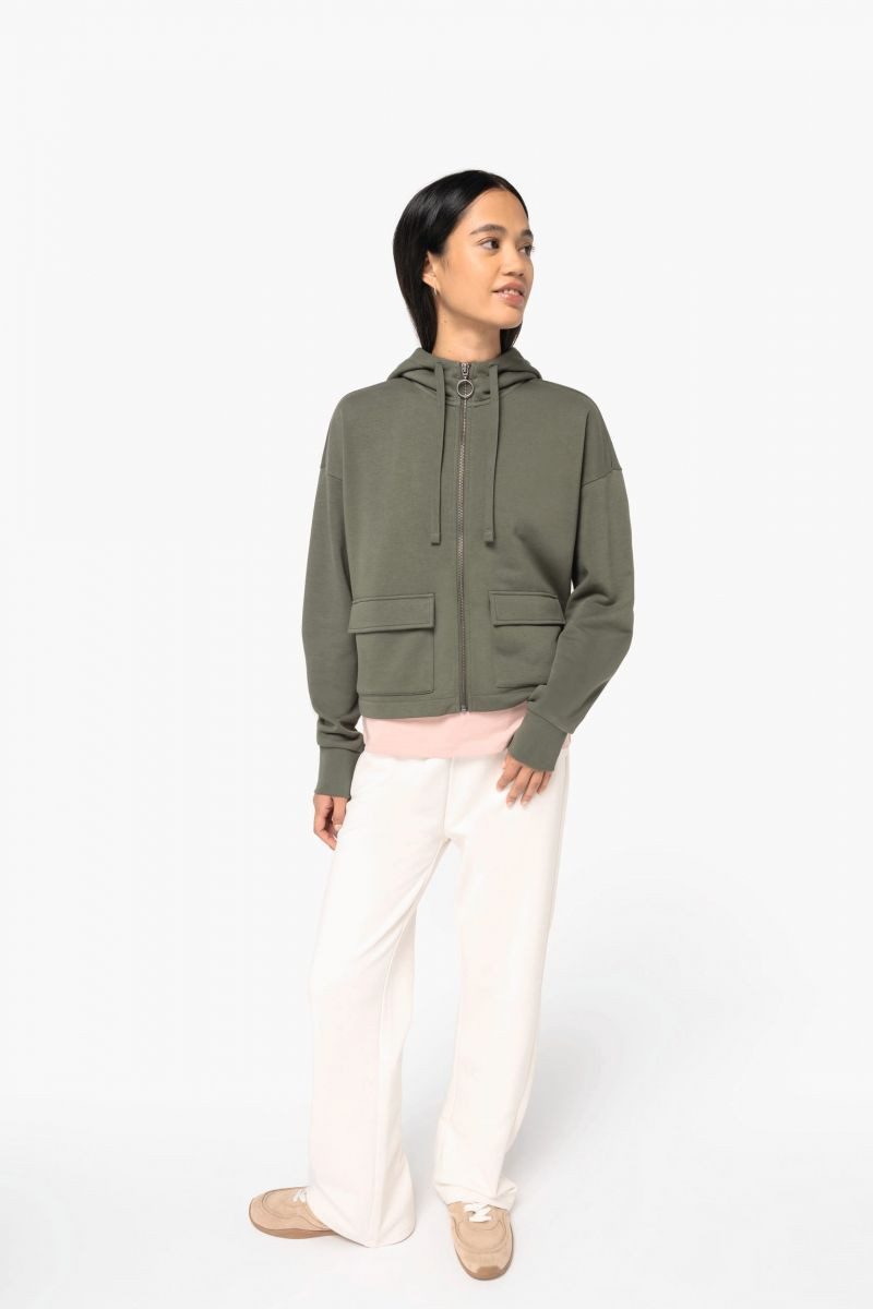 Native Spirit Kapuzensweatjacke Umweltfreundliches Damen-Kapuzensweatshirt aus French Terry