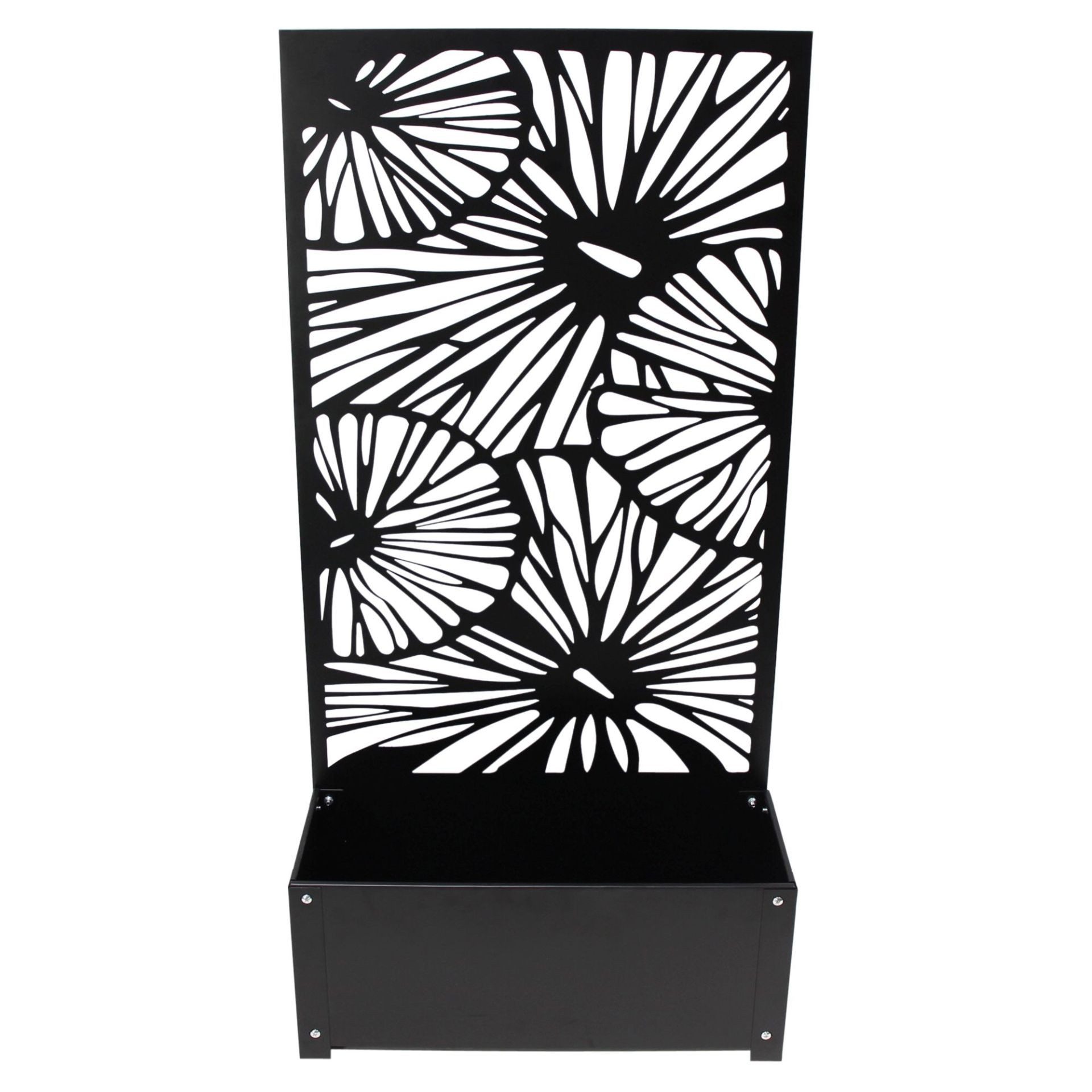Dekoleidenschaft Blumenkasten mit Rankgitter, Metall schwarz, Pflanzkasten mit Spalier, 60x24x24 cm, mit Rankhilfe 122 cm hoch, Hochbeet mit Sichtschutz