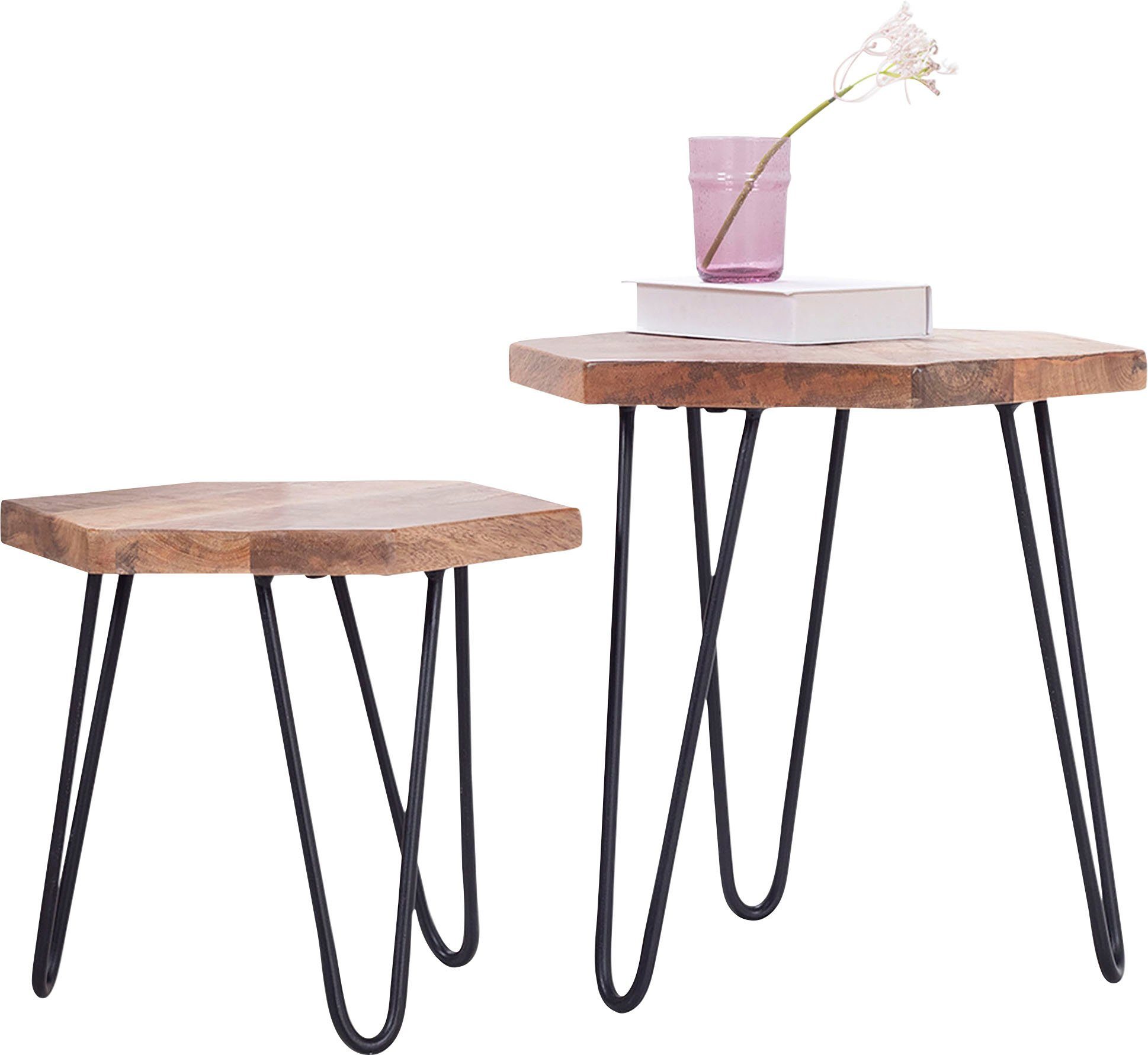 Beliebte Designs byLIVING Beistelltisch Elea, aus 2 bestehend aus Massivholz, Tischen